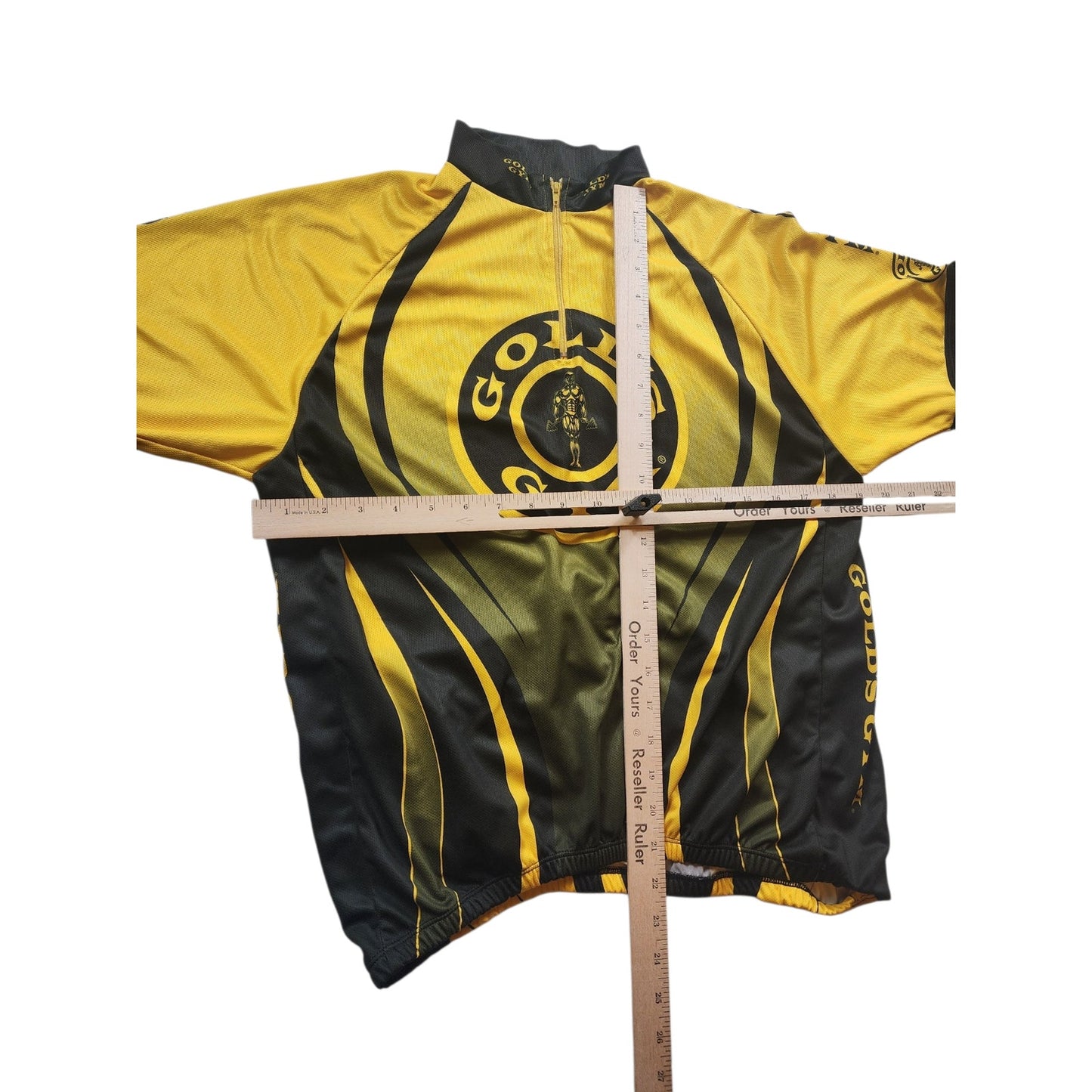 Golds Gym Cycling Jersey Mens Large Half Zip Short Sleeve Fitness Bodybuilding