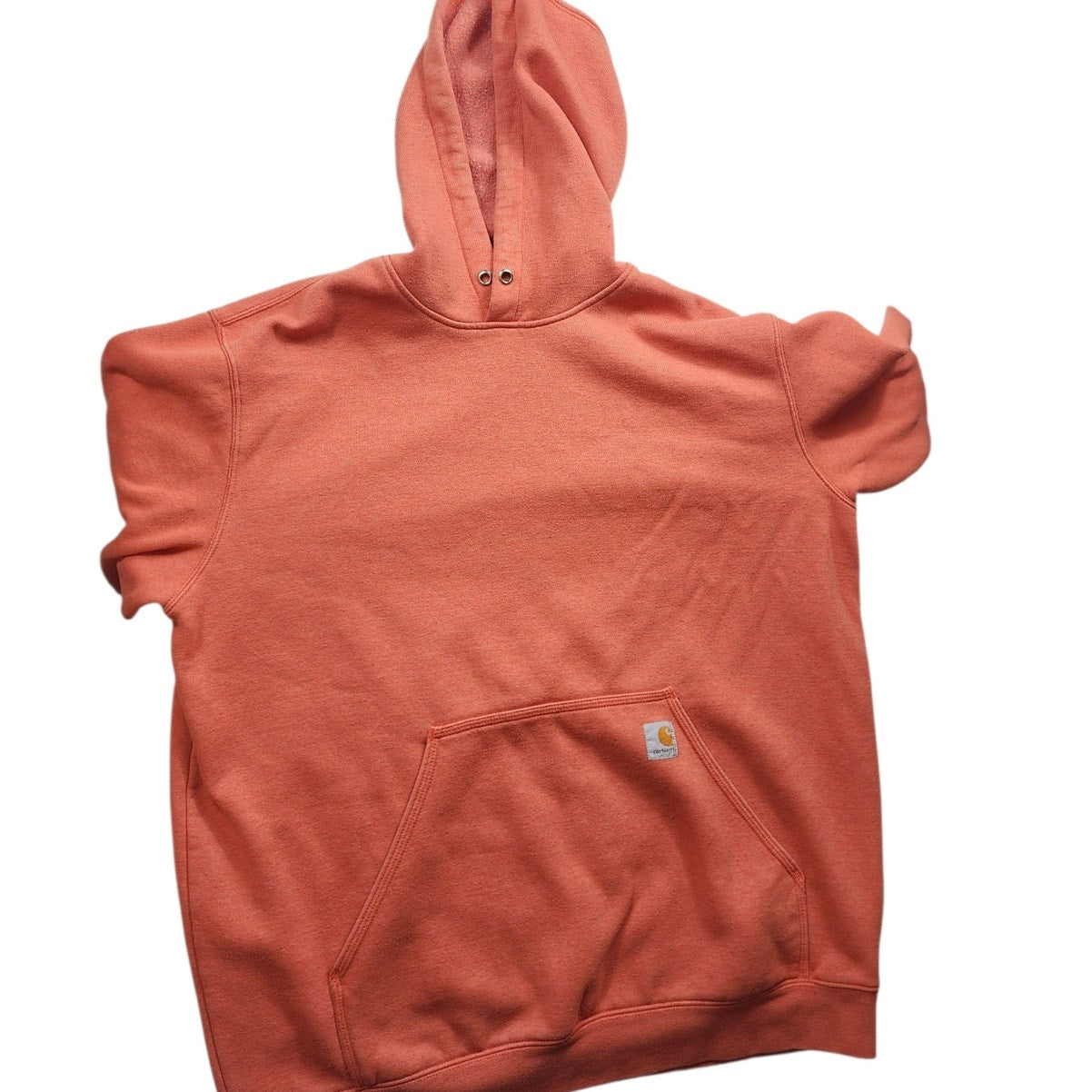 Carhartt Hoodie Mens XL Loose Fit Logo Sleeve Sweatshirt Rust Orange Pullover