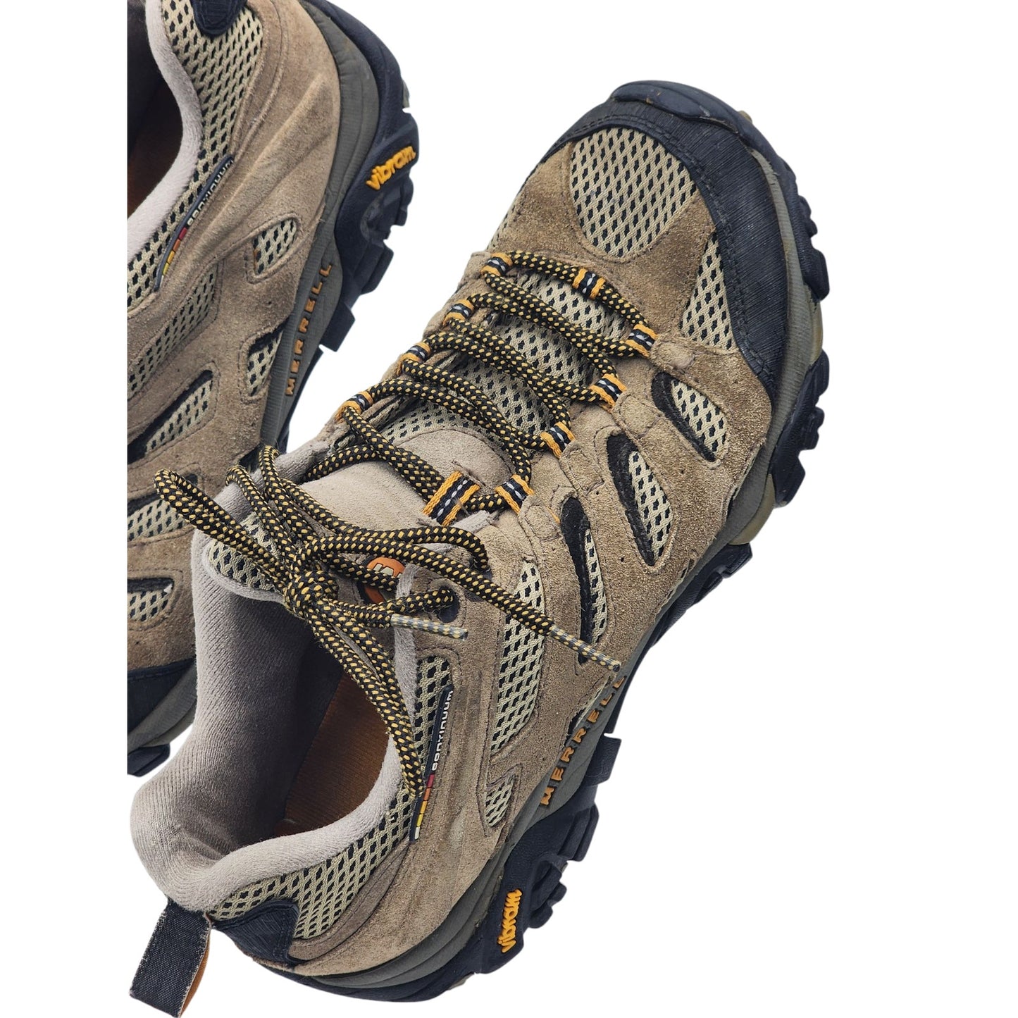 Merrell Moab Ventilator Hiking Shoes Mens 9 Walnut Suede Mesh Trail Vibram Sole