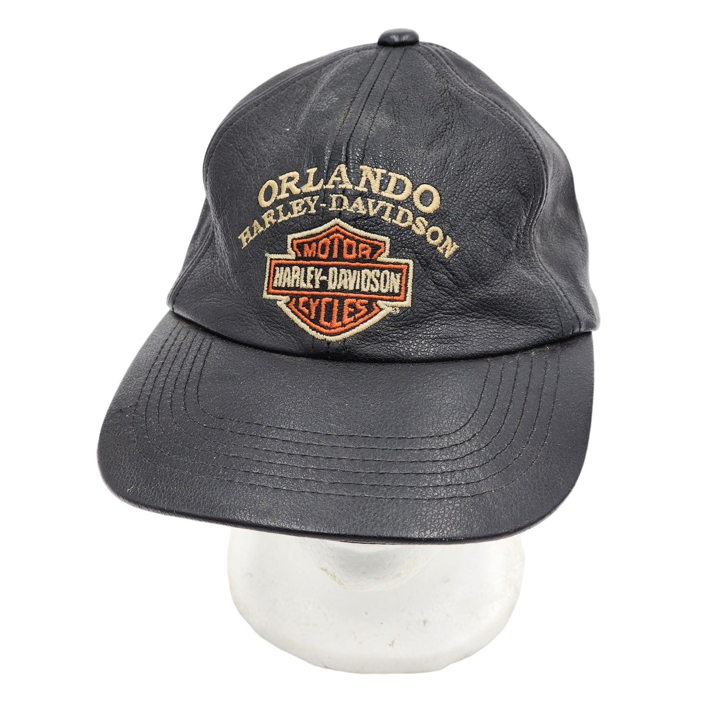 Harley Davidson Cap Leather Baseball Hat Orlando Florida Motorcycle Apparel