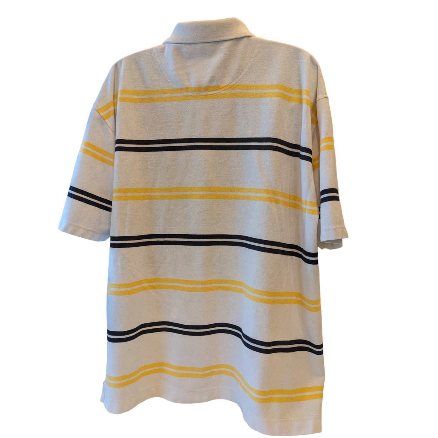 Karl Kani Gold Polo Shirt Mens 4X Golf White Yellow Black Stripes Short Sleeve