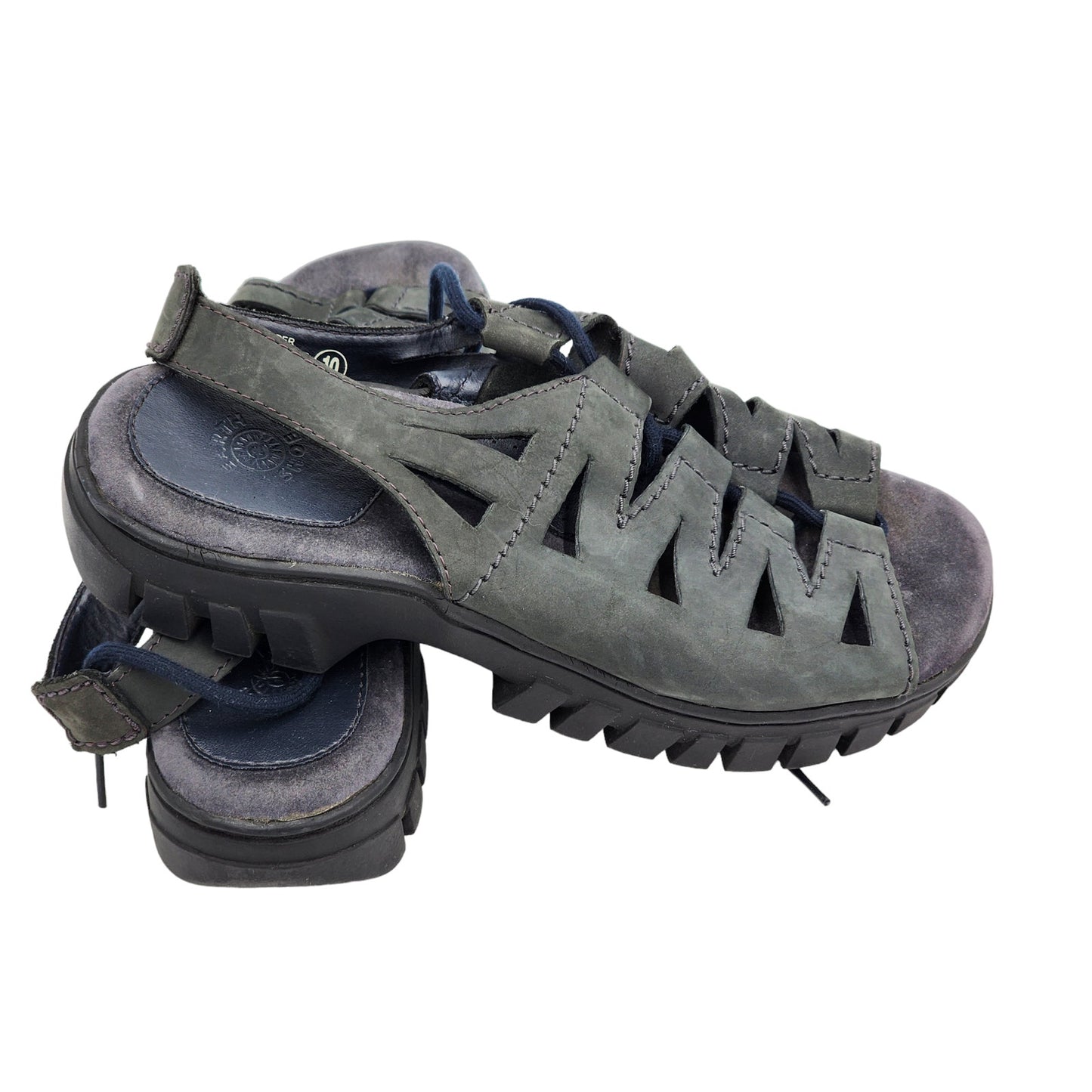 Earth Shoe Sandals Womens Size 10 Gray Leather Upper Strappy Outdoor Elm 3832590