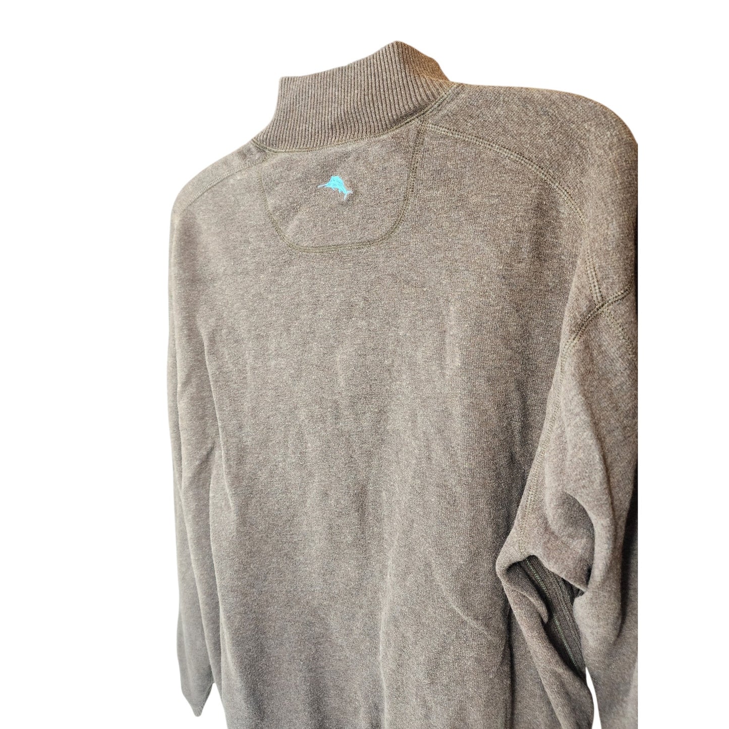 Tommy Bahama Reversible 1/4 Zip Pullover Mens 2XL Brown Blue Sweater Casual Knit