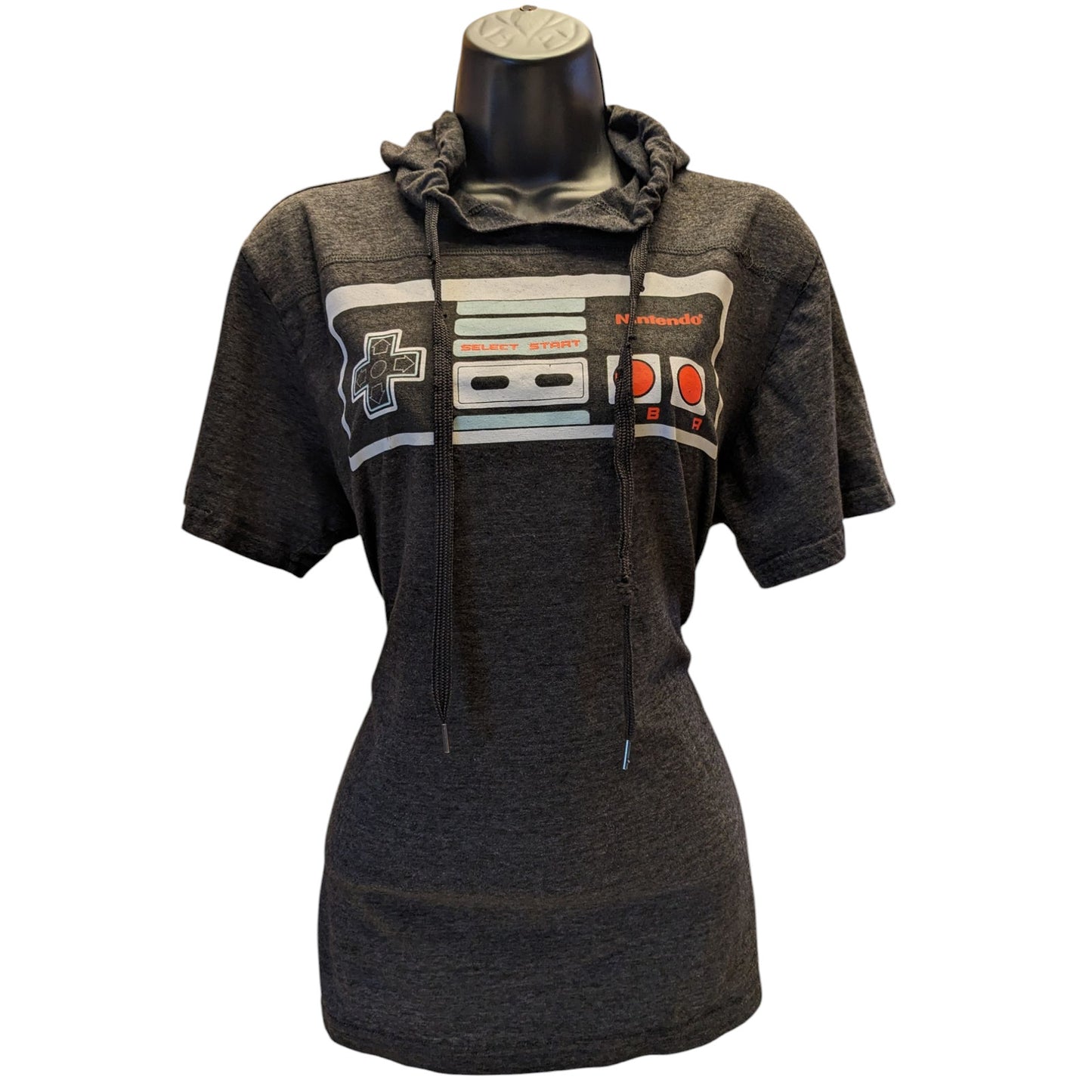Nintendo NES Hooded T Shirt Women Large Mens Medium Gaming Graphic Tee Geek