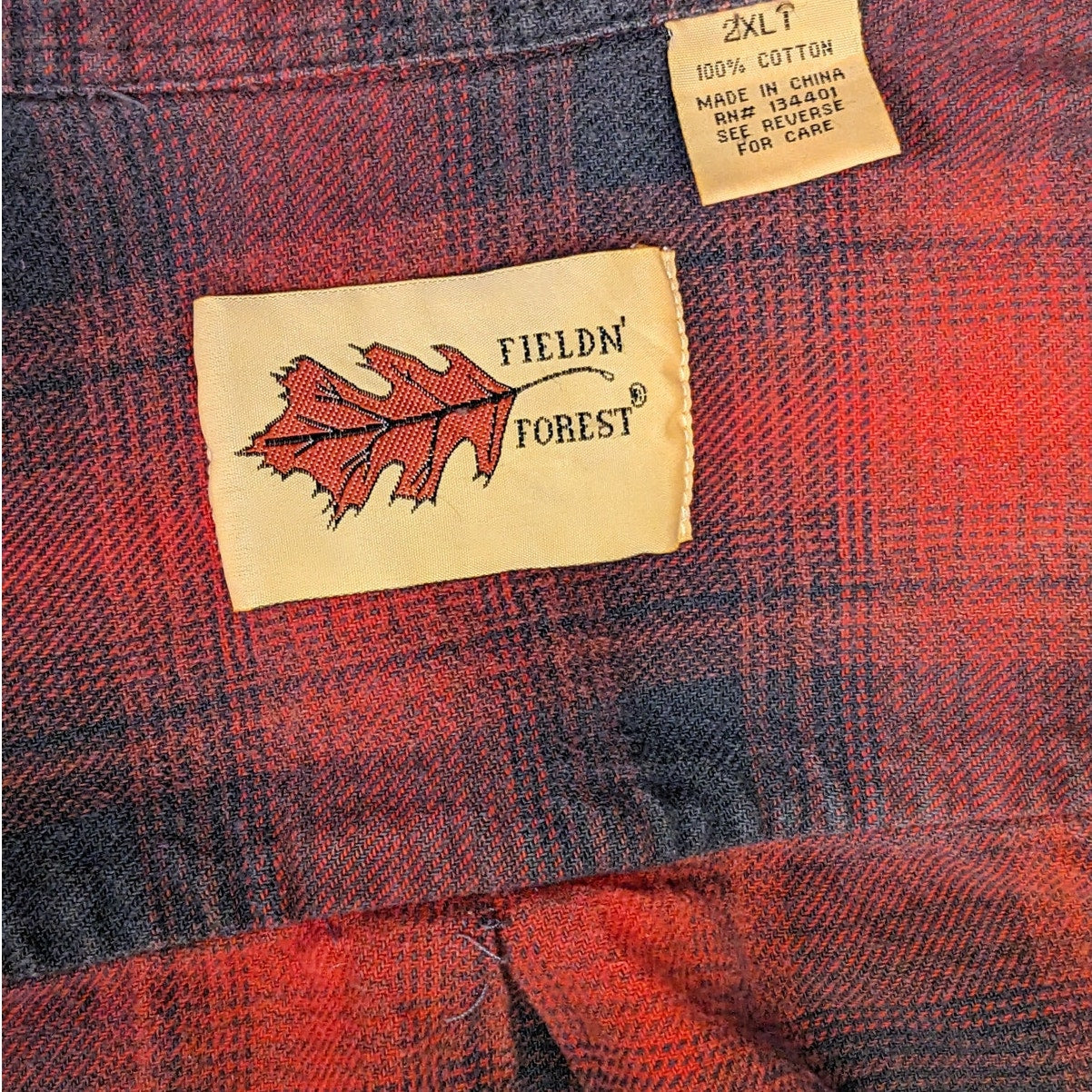 Field N Forest Shirt Men 2XLT Tall Plaid Flannel Cotton Long Sleeve Vintage