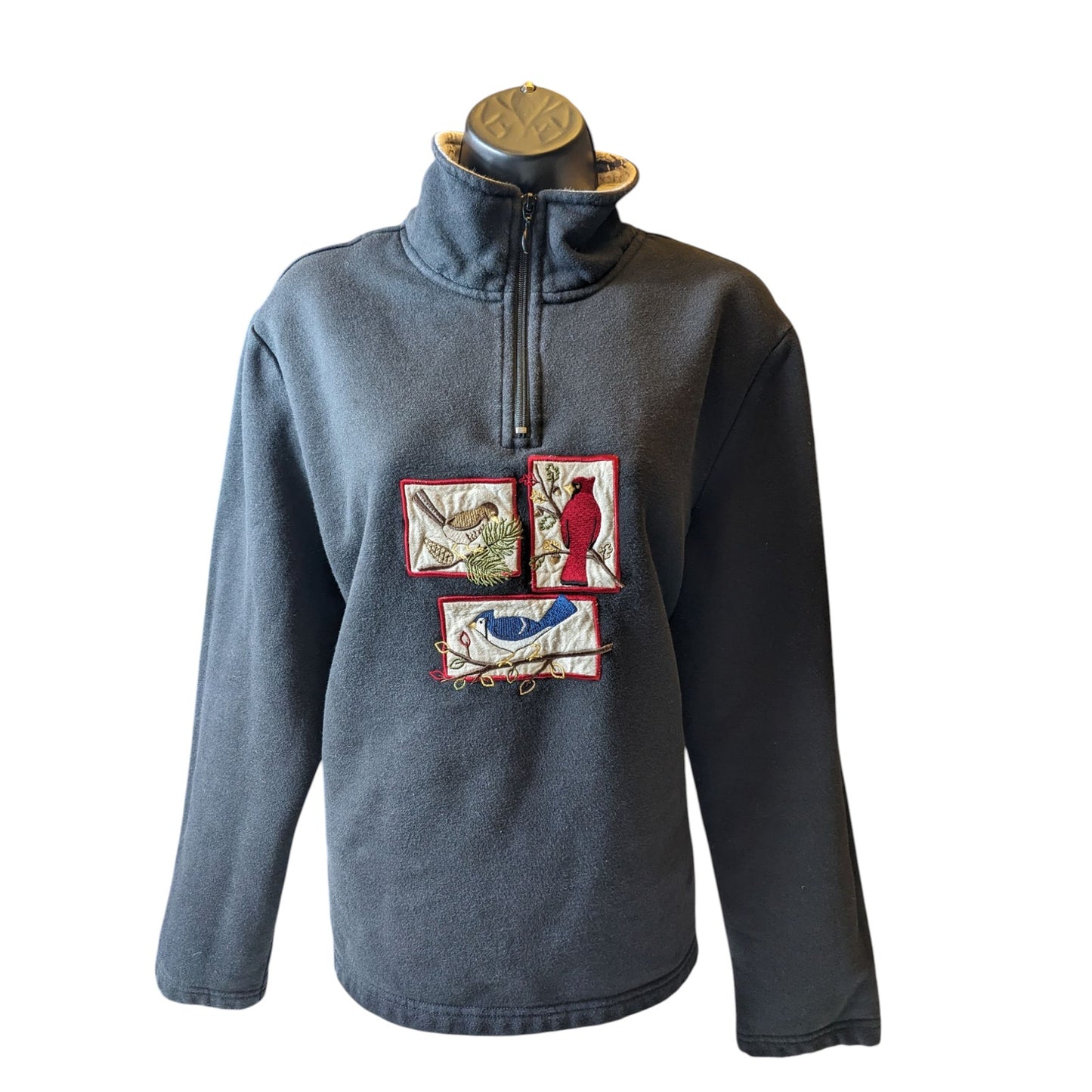 Breckenridge Sweater Womens XL Sweatshirt Birds Cardinal Embroidered Songbirds