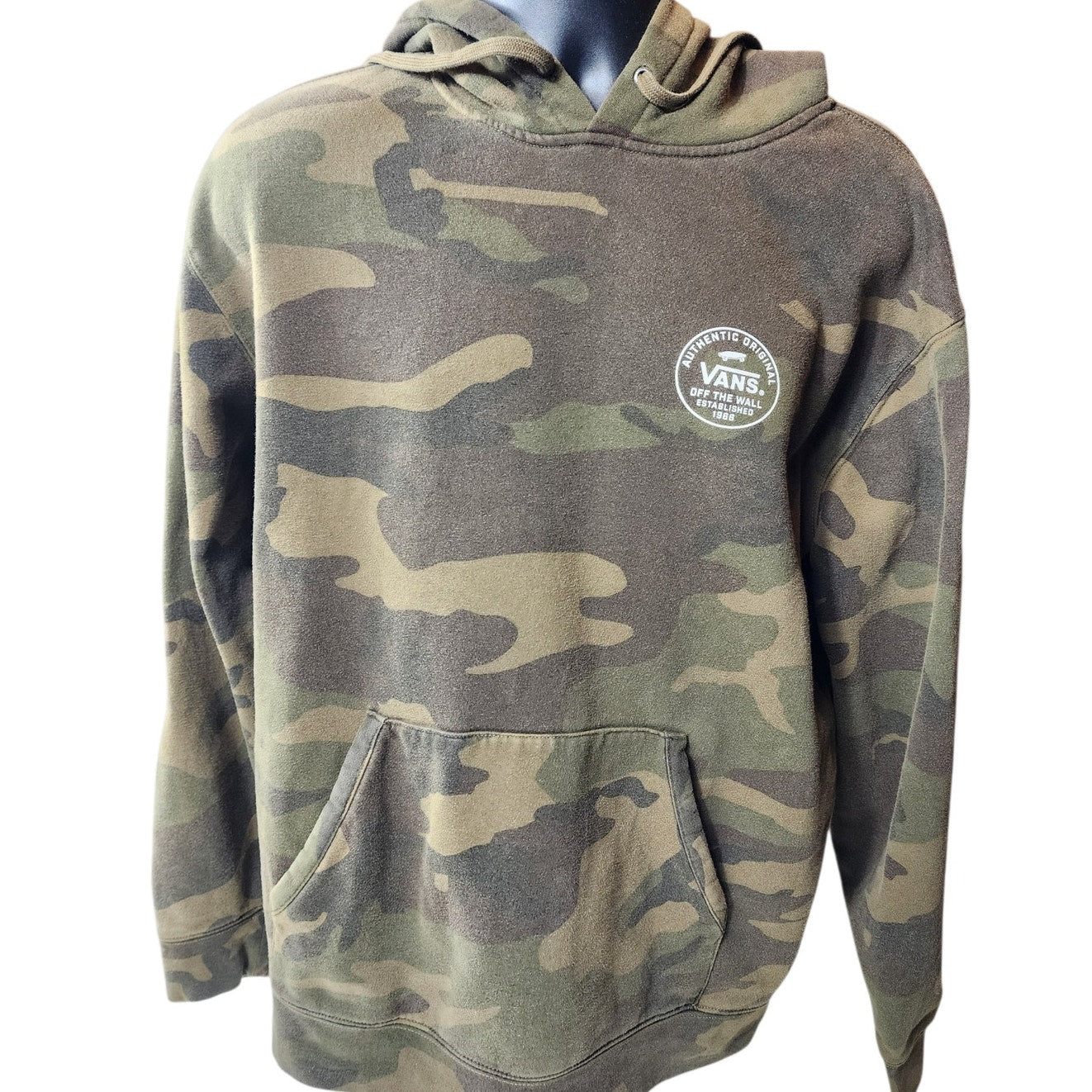 VANS Hoodie Large Camo Pullover Off Wall Skate Streetwear Y2K Kangaroo Pocket