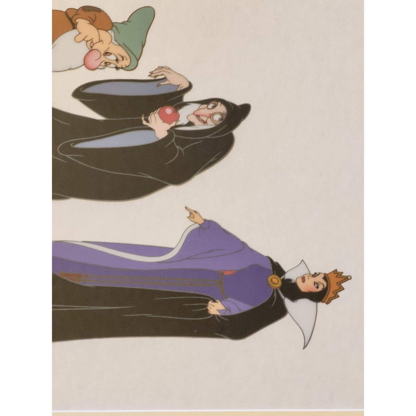 Disney Sericel Snow White Seven Dwarf Cast of Characters COA Tag LE Framed 35x18