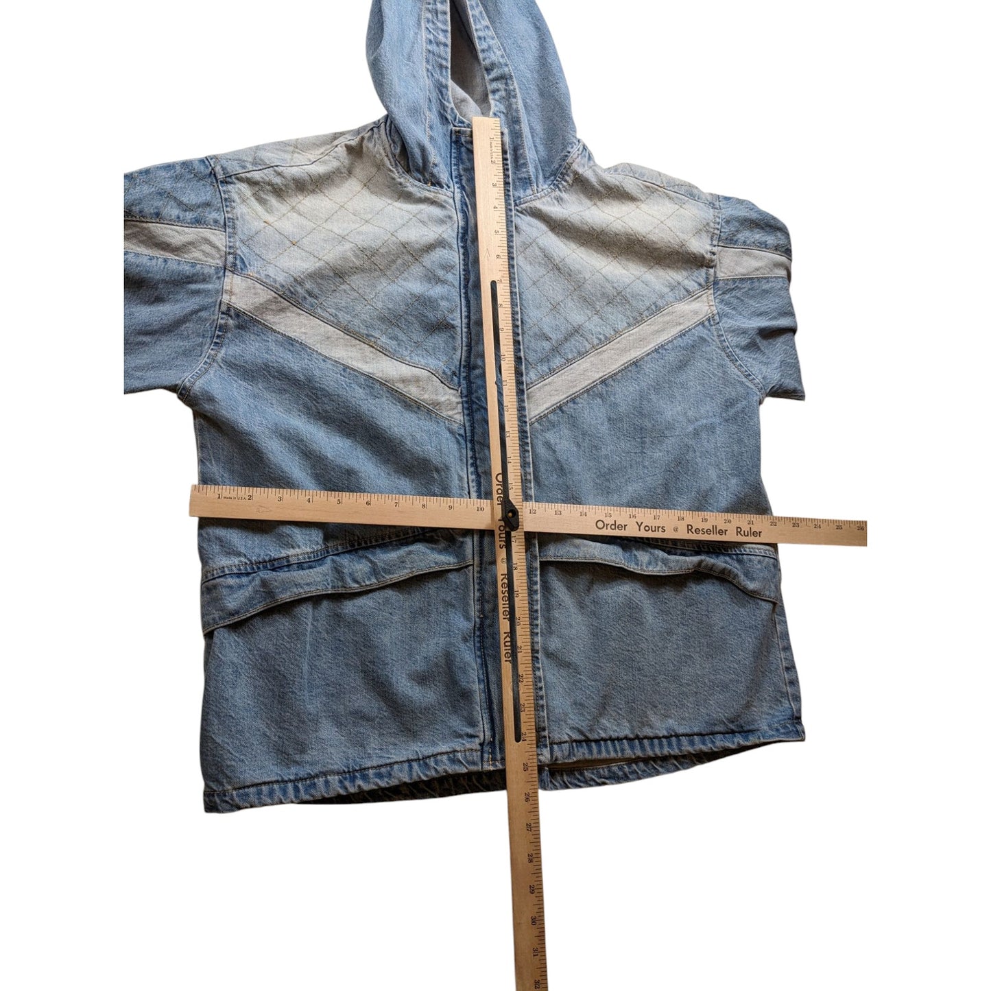 Vintage American Eagle Outfitter Womens Medium Denim Hooded Jean Jacket Quilted