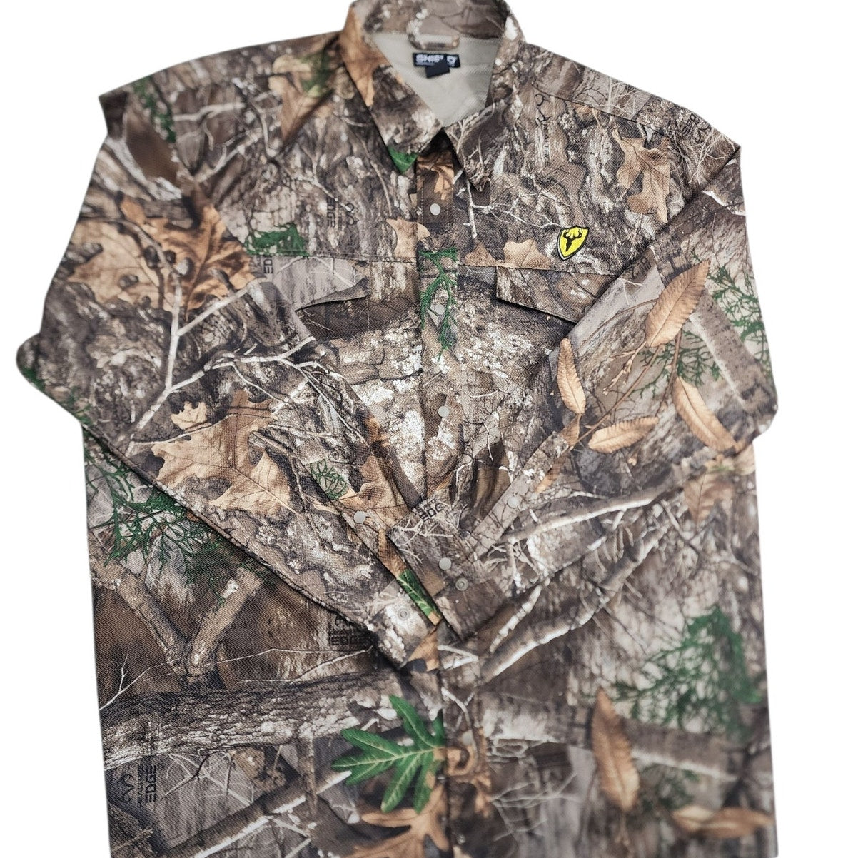 Shield Series Men 2XL Camo Hunting Shirt Long Sleeve Button Up Realtree Edge Top