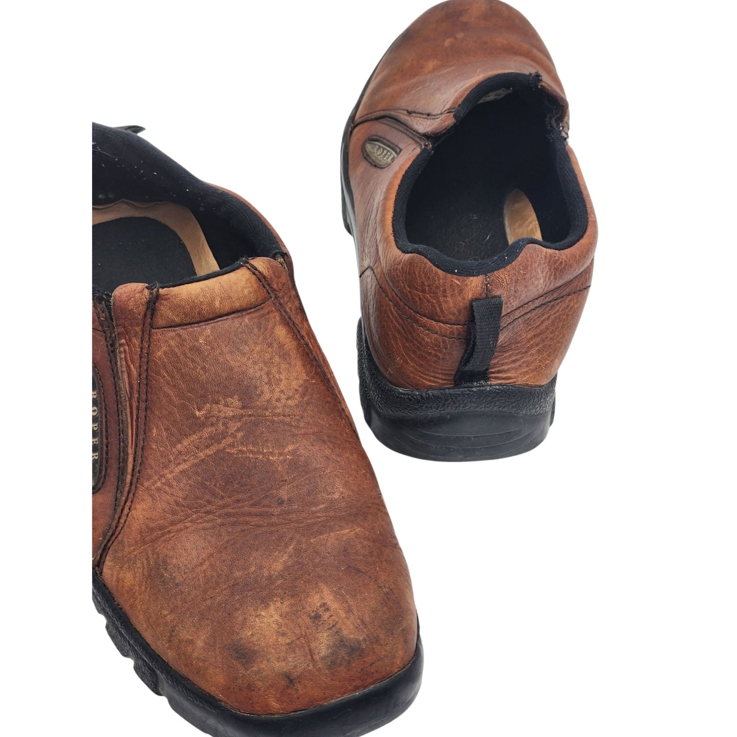 Roper Shoes Mens 12 Leather Slip On Performance Loafers Western 09-020-0601-0206