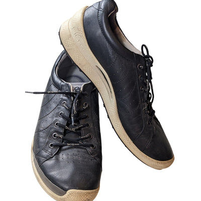 ECCO Biom Golf Shoes Mens 9-9.5 EU 43 Black Leather Low Top Comfort Sneakers
