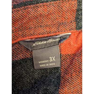 Eddie Bauer Women’s 3X Flannel Shirt Plaid Button Up Buffalo Check