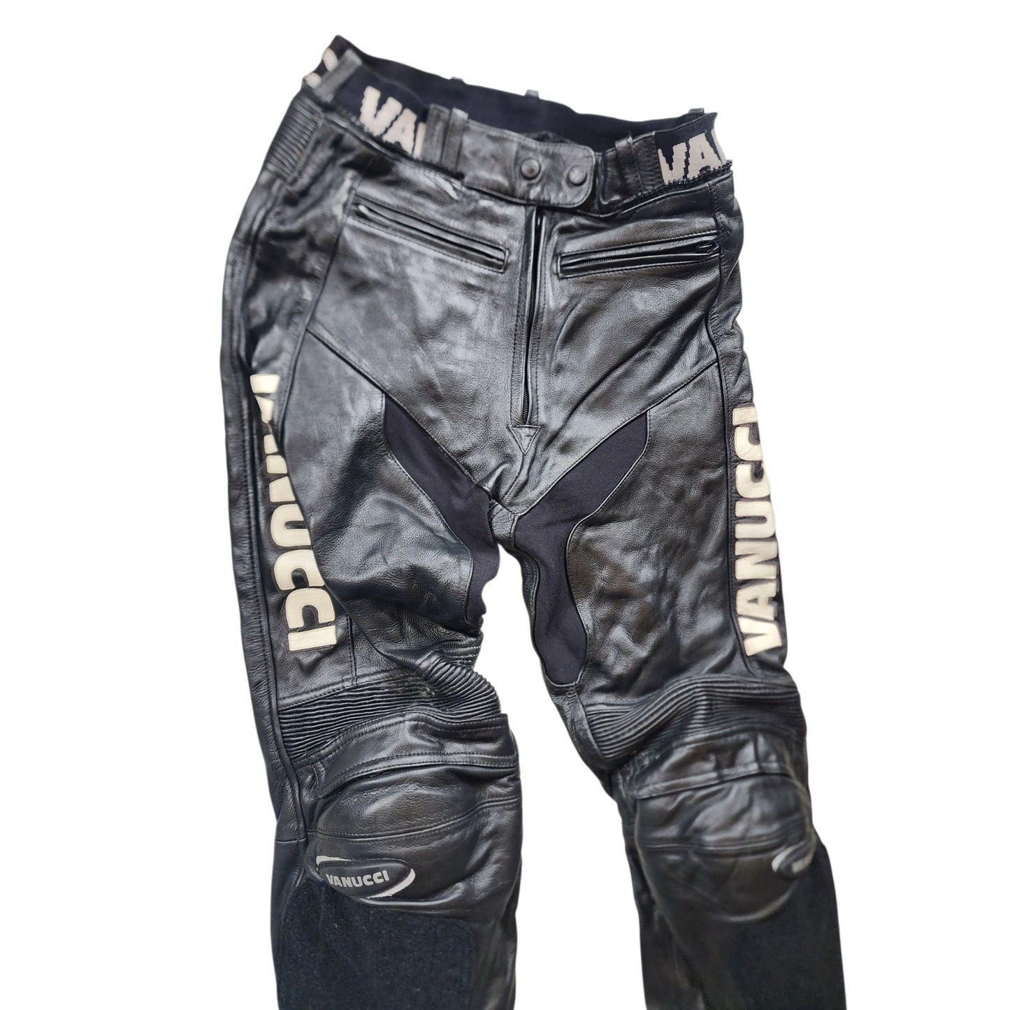 Vanucci Motorcycle Pants Mens 38 EU 28x30 Leather Trousers Knees Protective Moto
