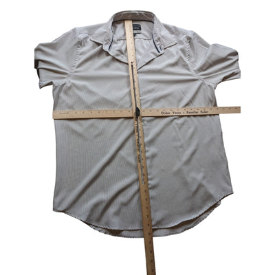Report Collection Dress Shirt Men Large Slim 16.5 34/35 Stretch X4 Long Sleeve