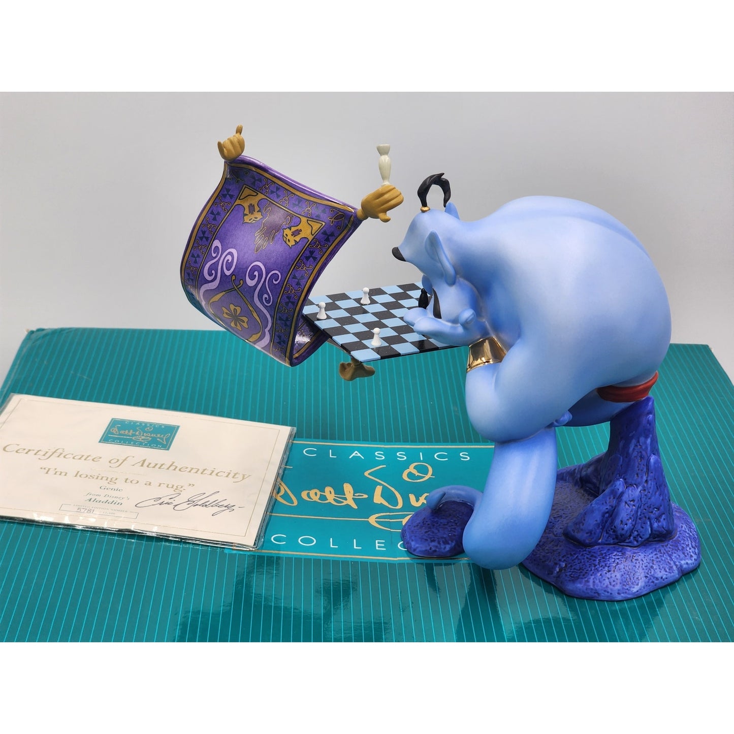 WDCC Aladdin Genie Chess Figurine I’m Losing to a Rug Figure LE Retired COA Box