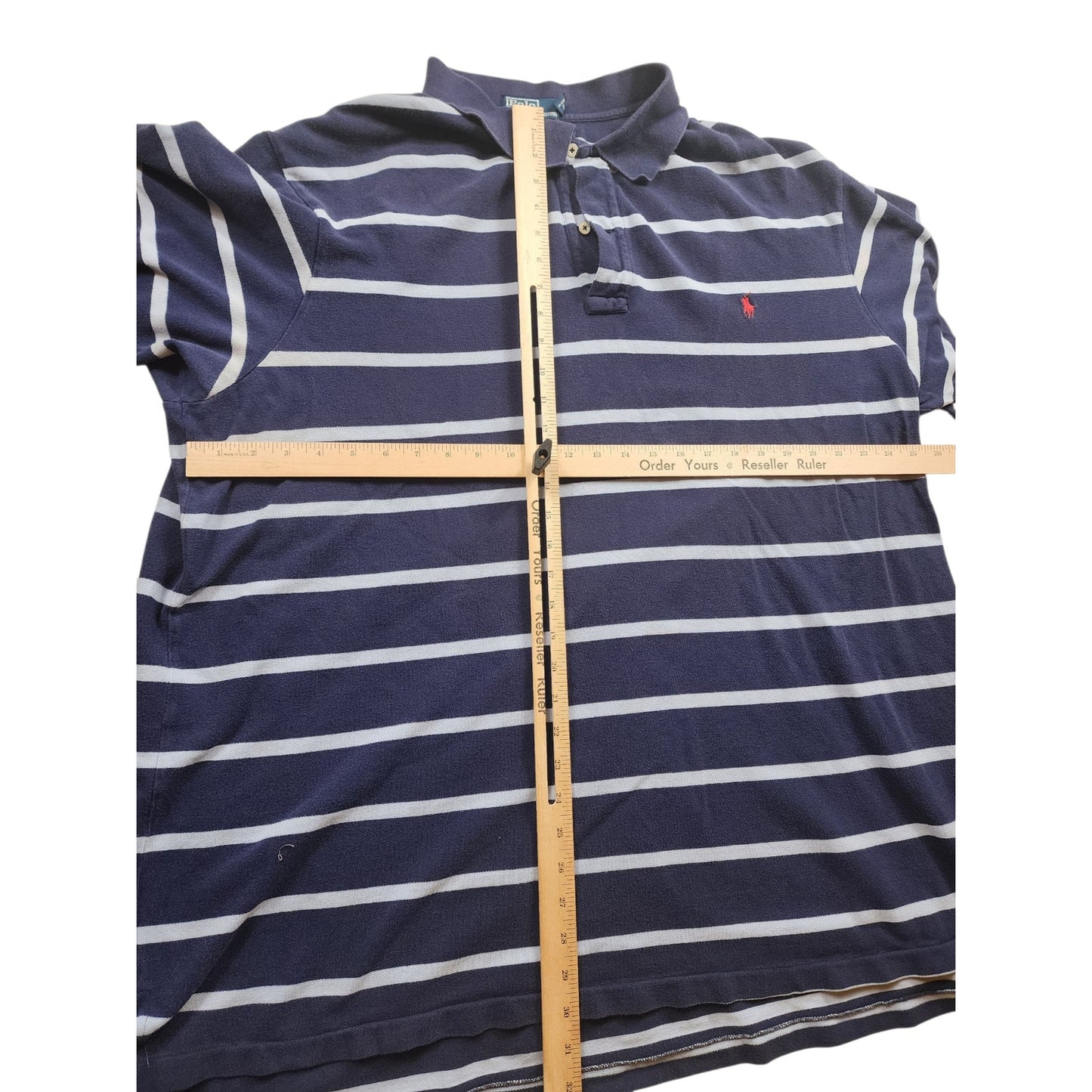 Polo Ralph Lauren Men 3XLT Tall Striped Polo Shirt Navy Cotton Short Sleeve