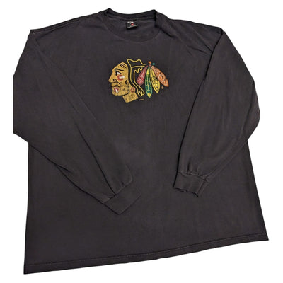 Vintage Antigua Chicago Blackhawks Shirt Men XL NHL Graphic Tee Long Sleeve
