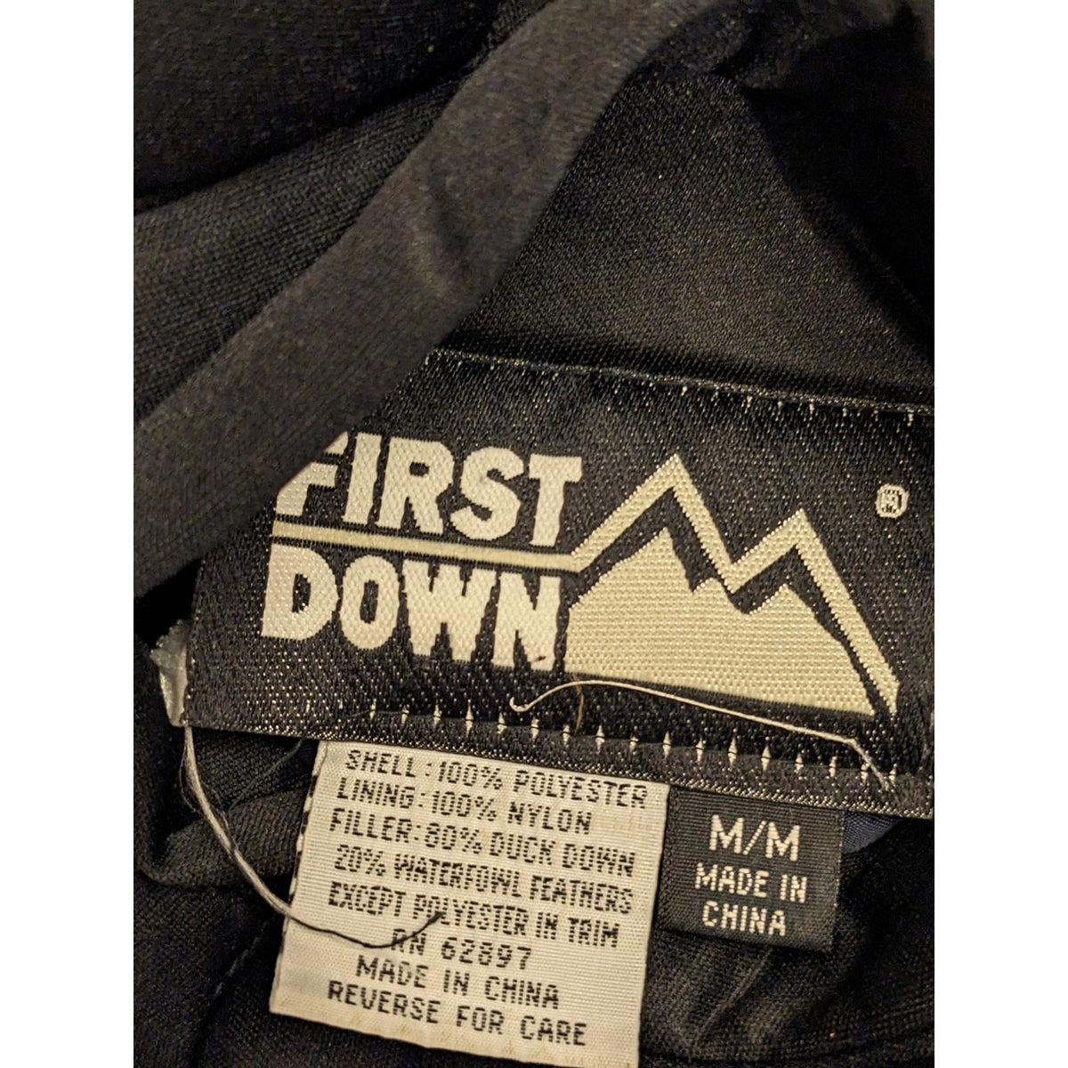 First Down Puffer Jacket Mens Medium Navy Duck Down Feather Y2K Streetwear Coat