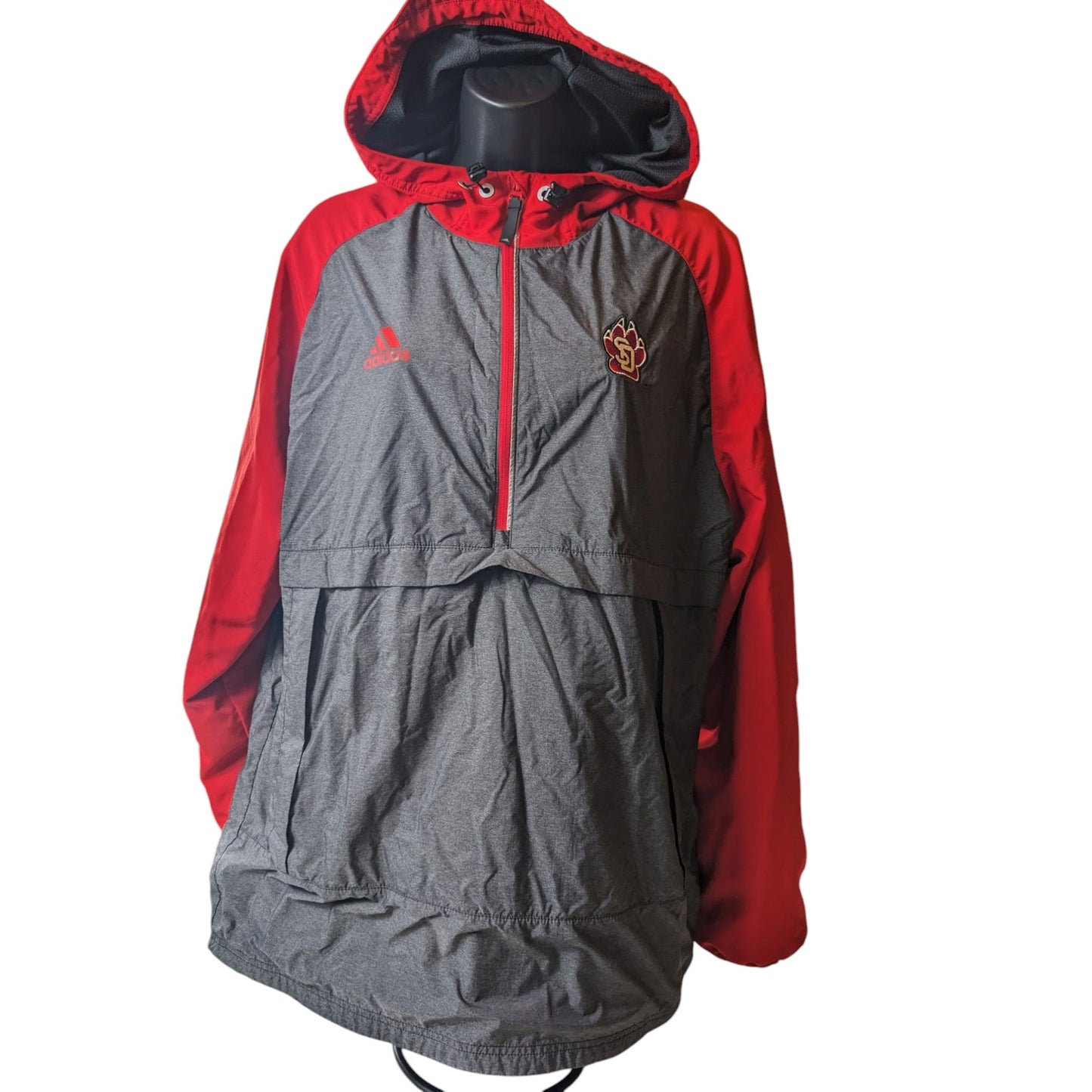 Adidas Windbreaker Hoodie Mens Large South Dakota Coyotes Pullover Jacket Team