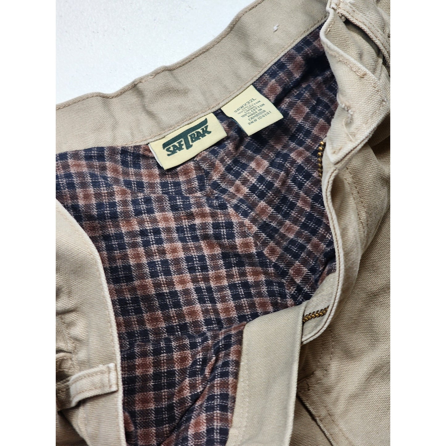 SAF BAK Canvas Lined Work Pants 36x32 Heavy Duty Cargo Rugged Utility Trousers