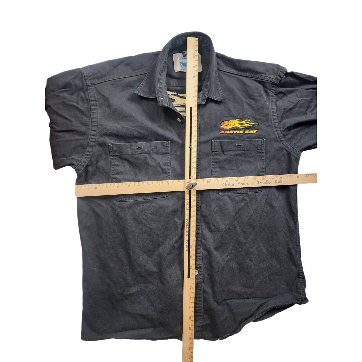 Vintage Arctic Cat Button Up Shirt Mens Large Flame Logo Snowmobile Racing Y2K