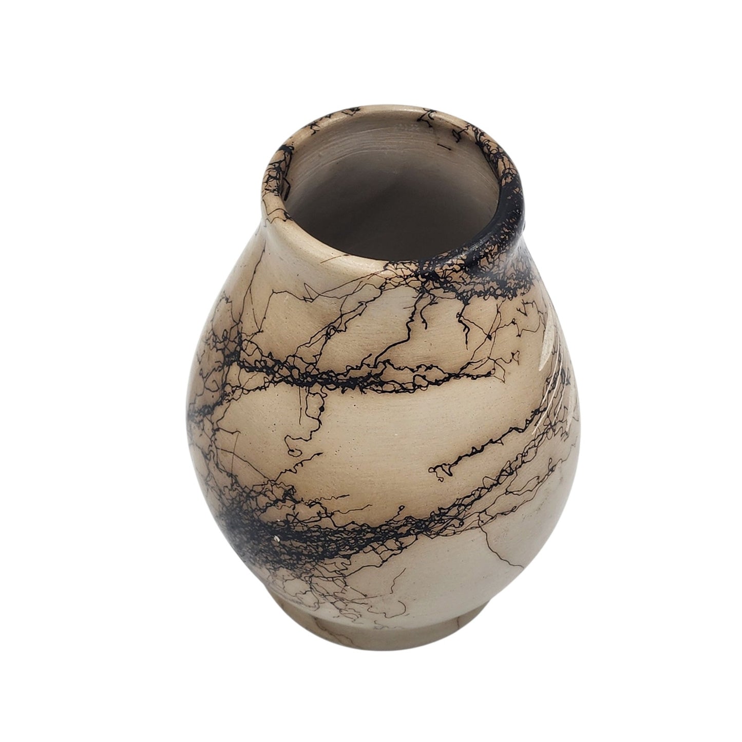 Native American Horsehair Pottery Vase Signed Southwest Etched Design Navajo 6"