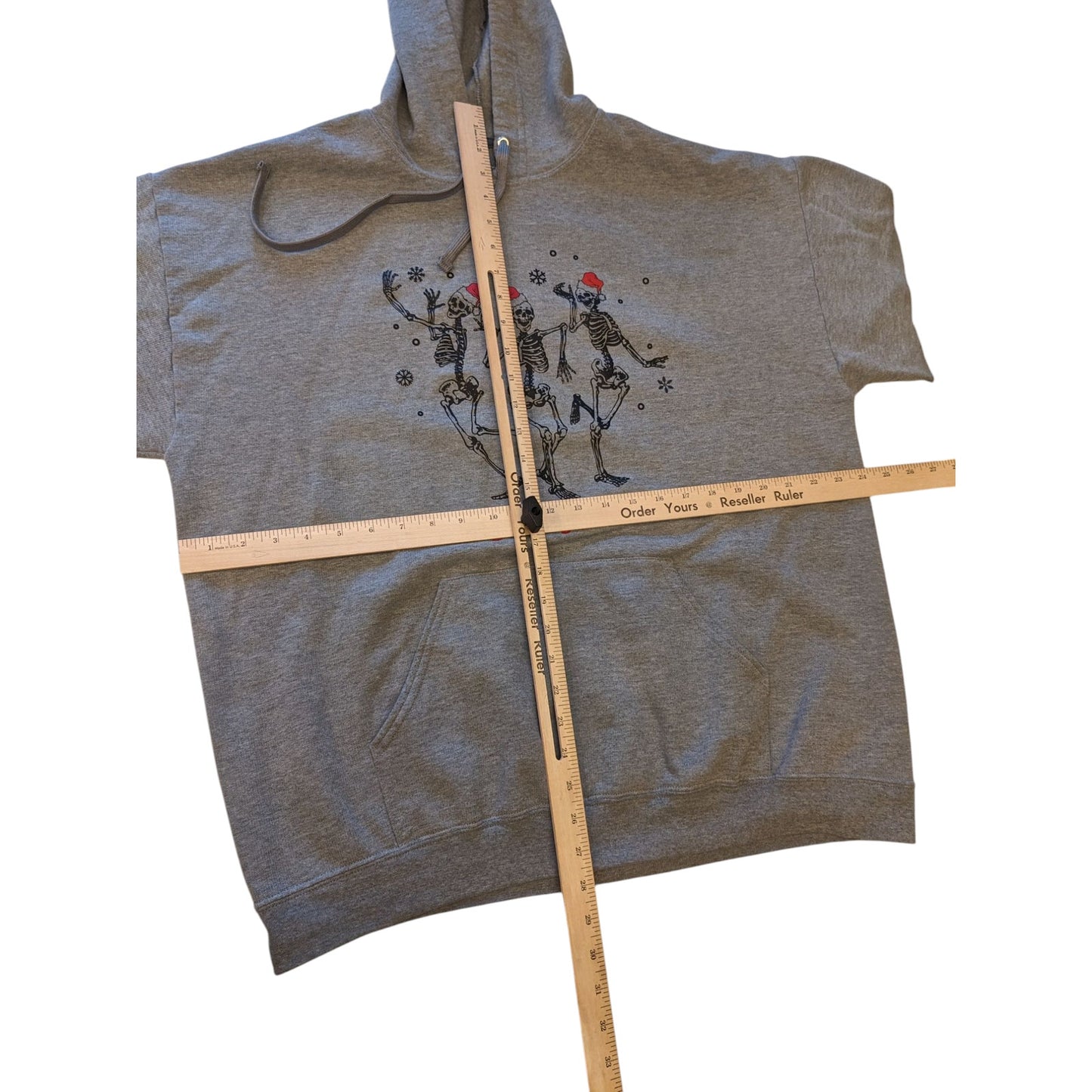 Athletic Works Jolly AF Skeletons Hoodie Mens XL Funny Christmas Sweatshirt Gray