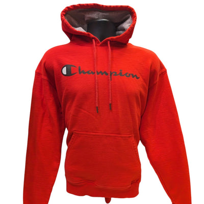 Champion Hoodie Mens Large Red Athleticwear Logo Pullover Sweatshirt Kangaroo