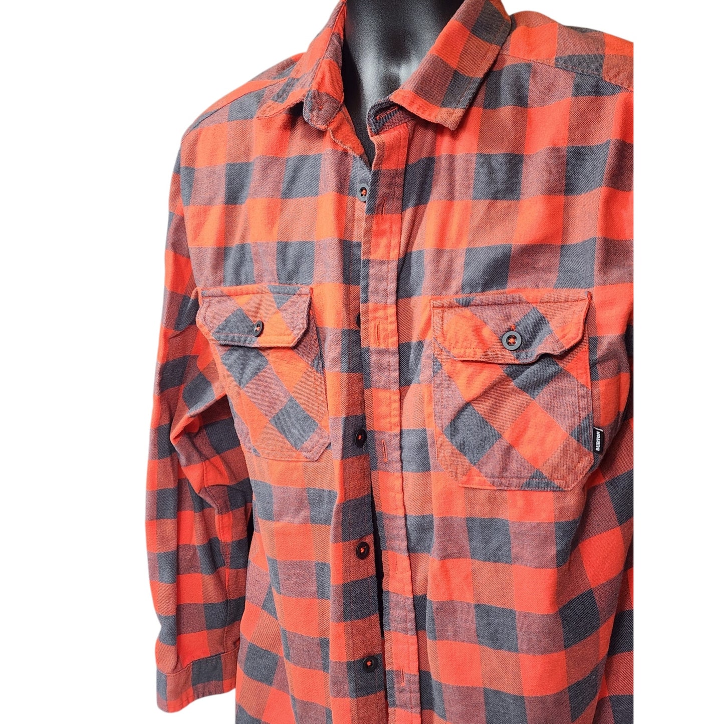 Burton Flannel Shirt Mens Large Red Black Buffalo Plaid Button Lumberjack Skate