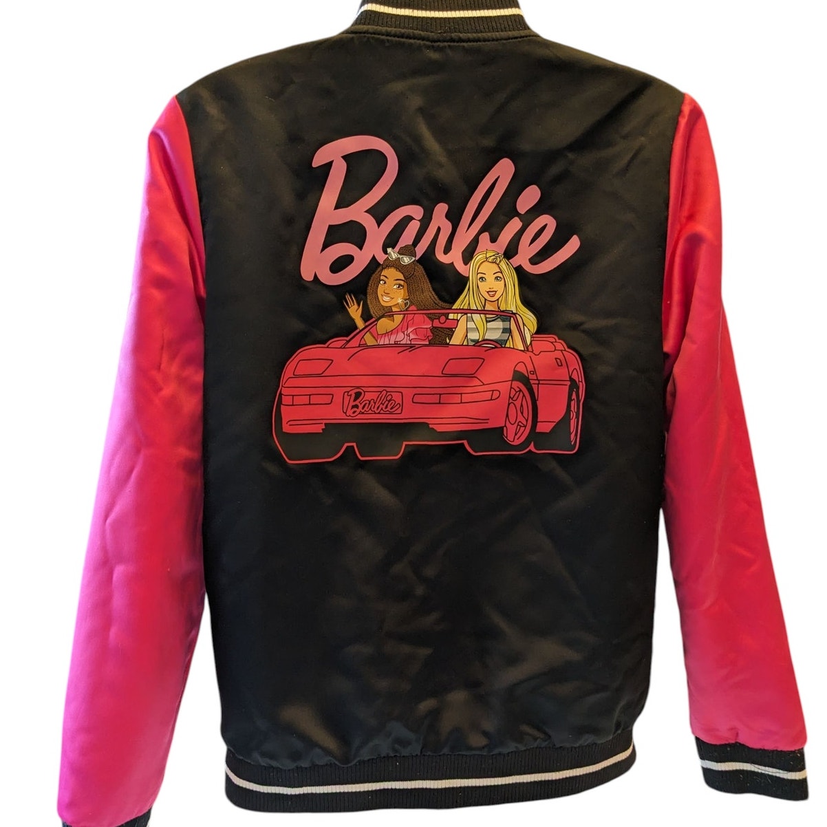 Barbie Limited Edition Varsity Jacket Girls XL 14-16 Bomber Car Graphic 117508
