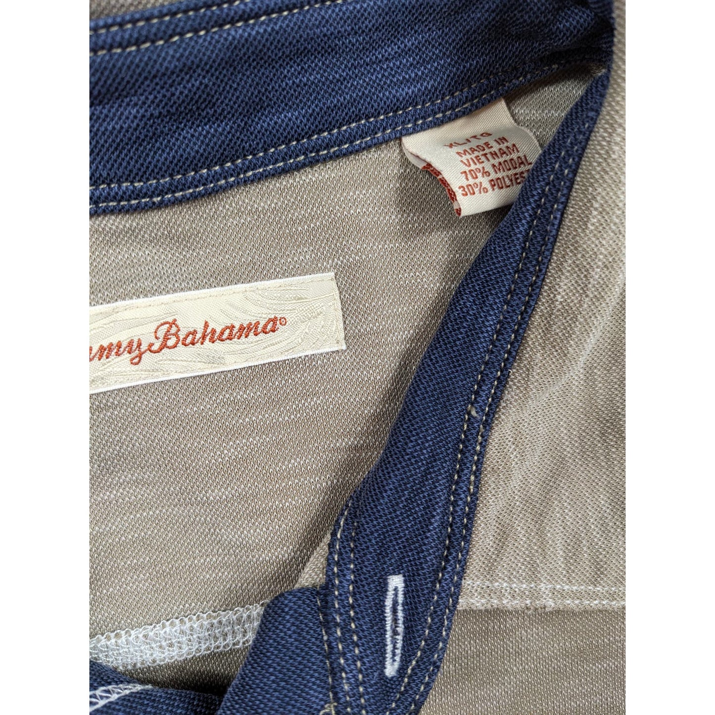 Tommy Bahama Polo Shirt Long Sleeve Mens XL Denim Gray Modal Palmetto Paradise