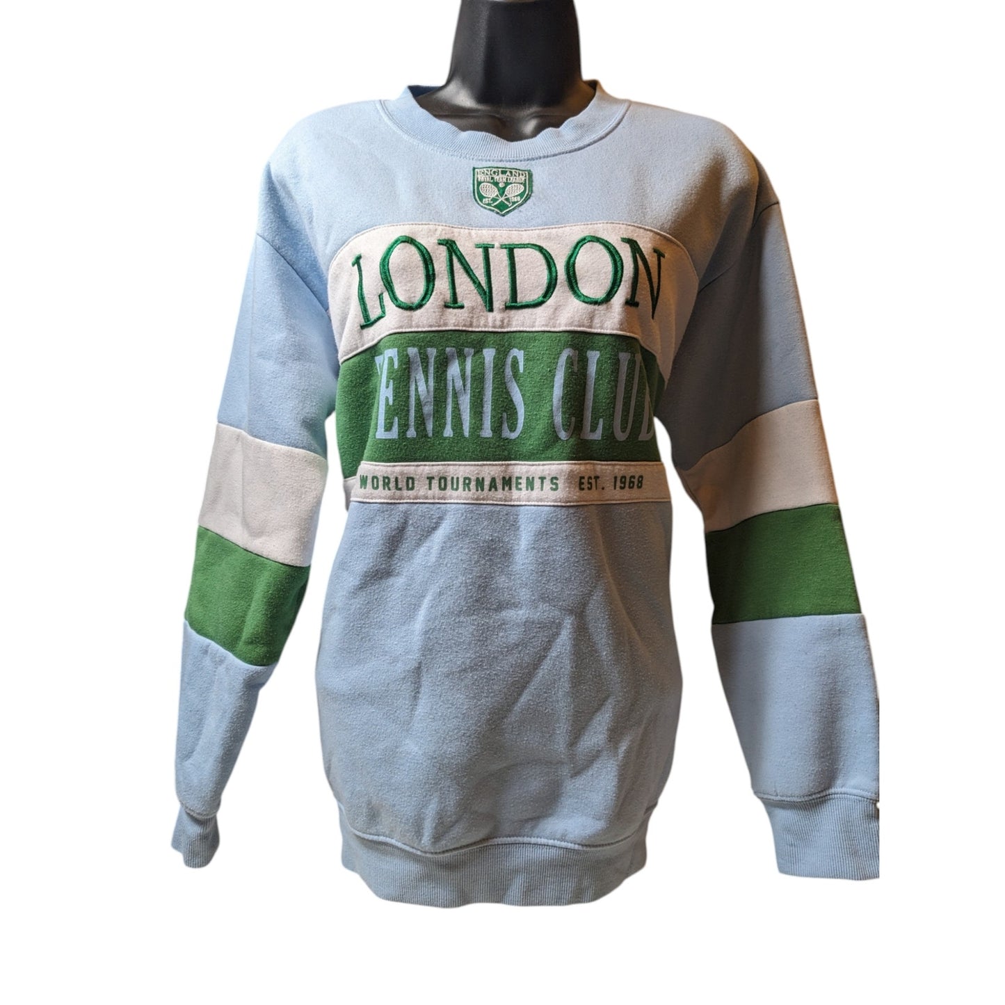 Vinyl Icons London Tennis Club Sweatshirt Women Large Colorblock Crewneck Sporty