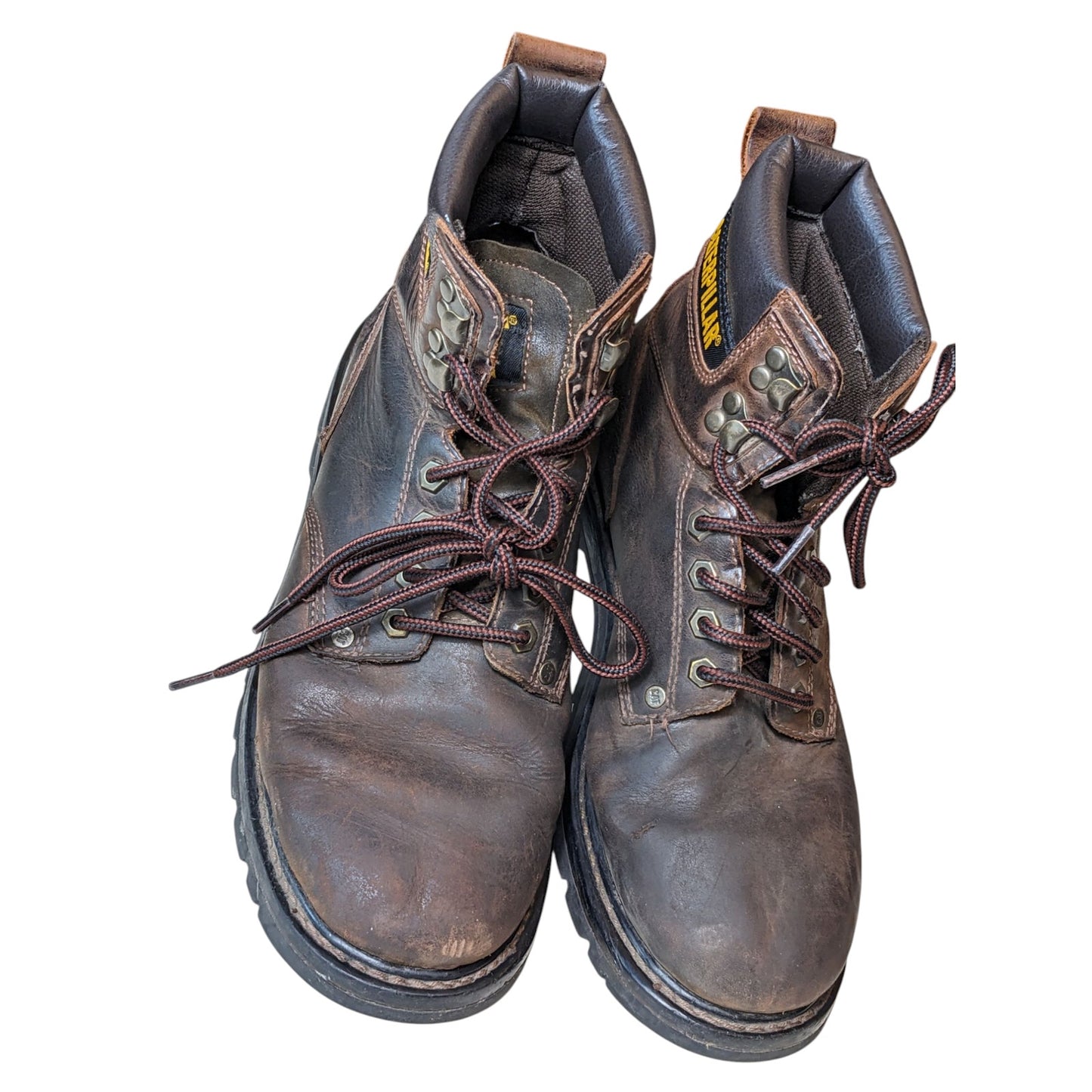 Caterpillar Work Boots Mens 10.5 Brown Leather Steel Toe Safety Oil Resistant