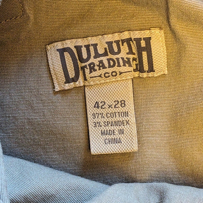 Duluth Trading Pants Men 42x28 Flex Fire Hose Cargo Work Durable Heavy Duty