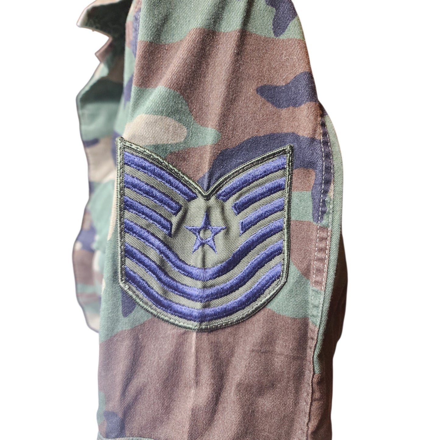 Vintage US Air Force BDU Camo Shirt Medium Woodland Military Jacket Army 90s