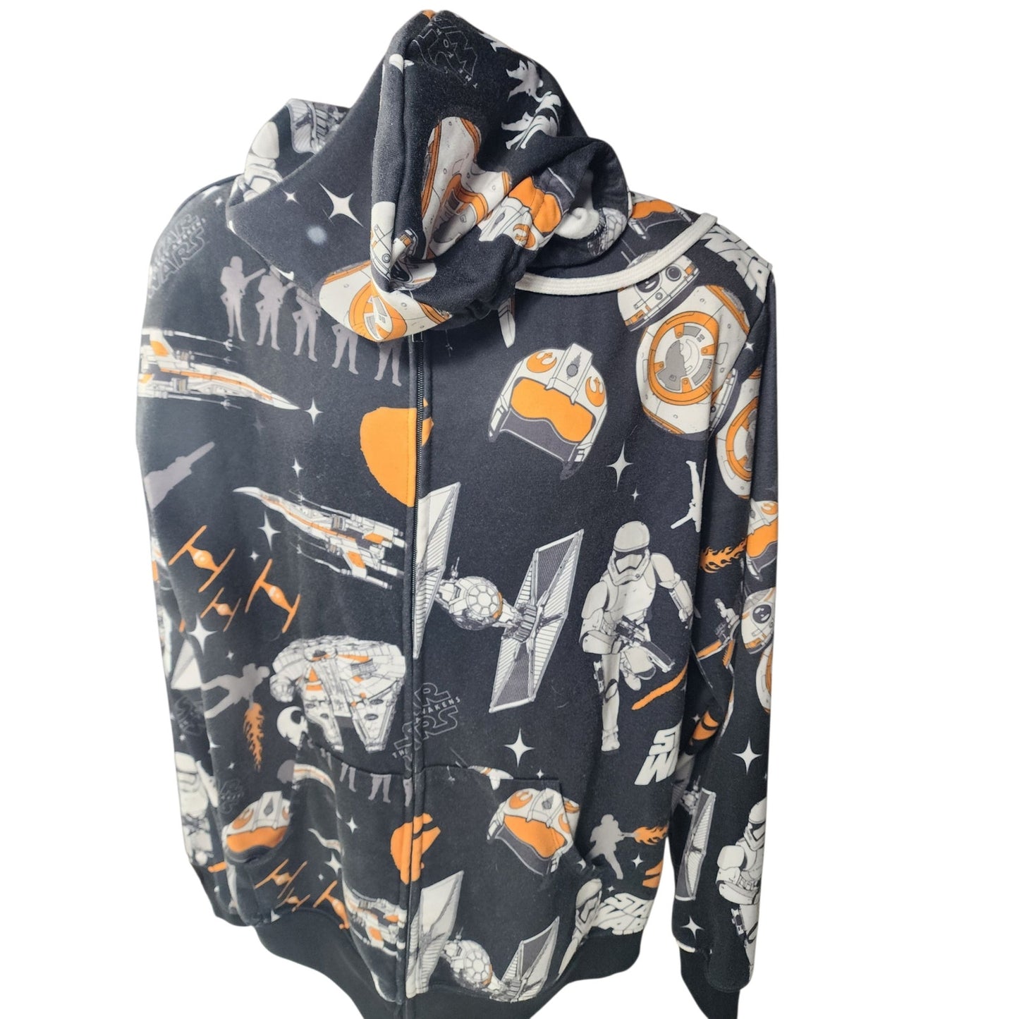 Star Wars Full Zip Hoodie Men Large Womens 2XL BB-8 Millennium Sweatshirt Lounge