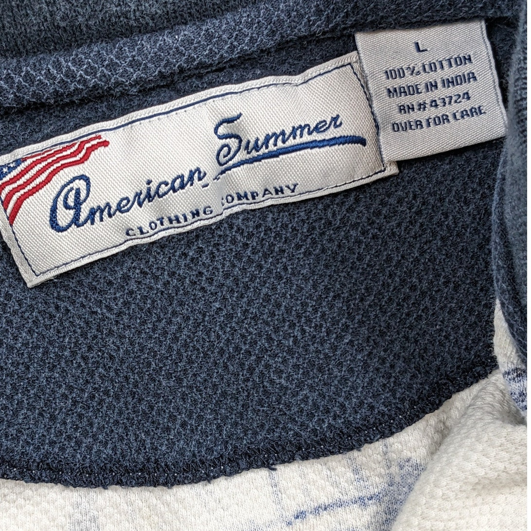 American Summer Polo Shirt Mens Large Nautical Sailboat Vintage Vacation Preppy