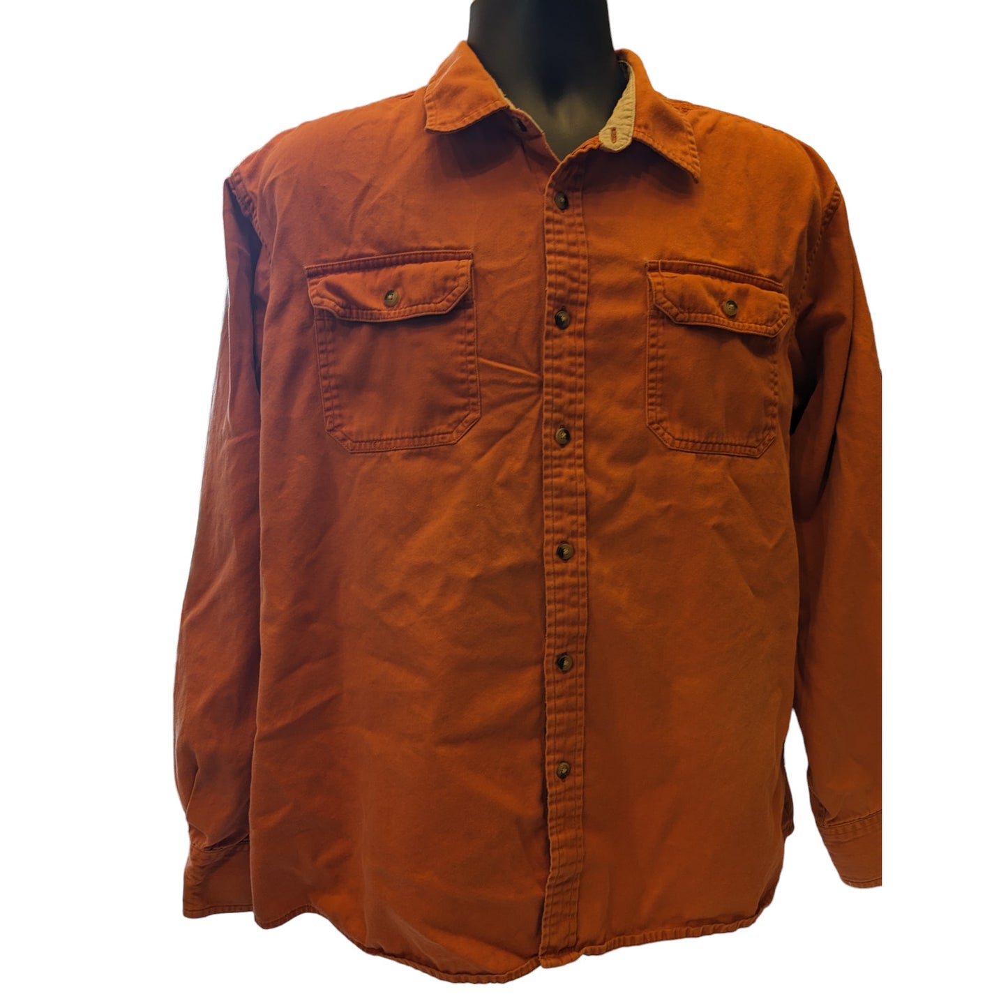 Wrangler Western Shirt Mens Size XL Orange Button Up Pocket Casual Classic Fit