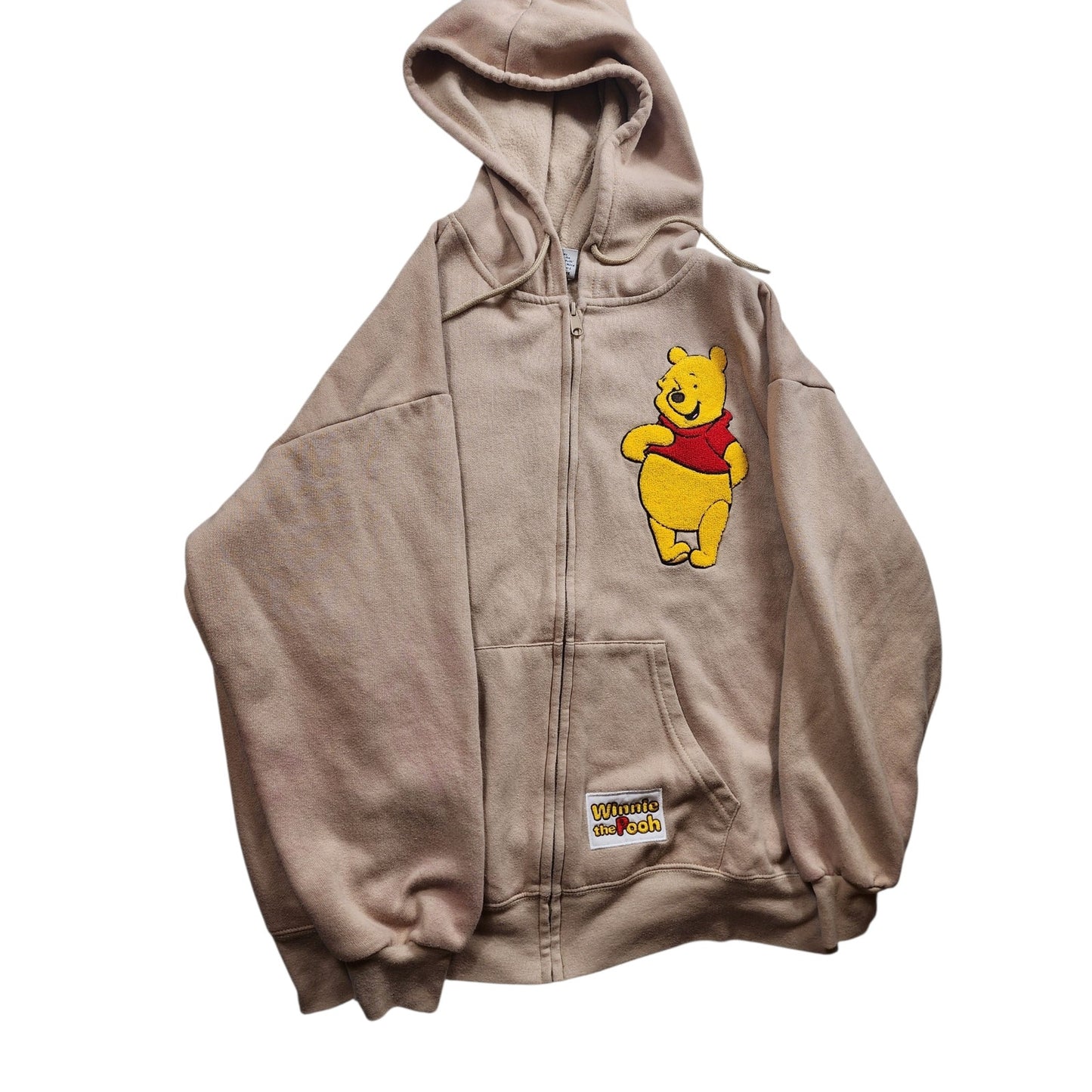 Disney Winnie the Pooh Fleece Hoodie Jacket Large Zip Up Freeze Embroidered Y2K