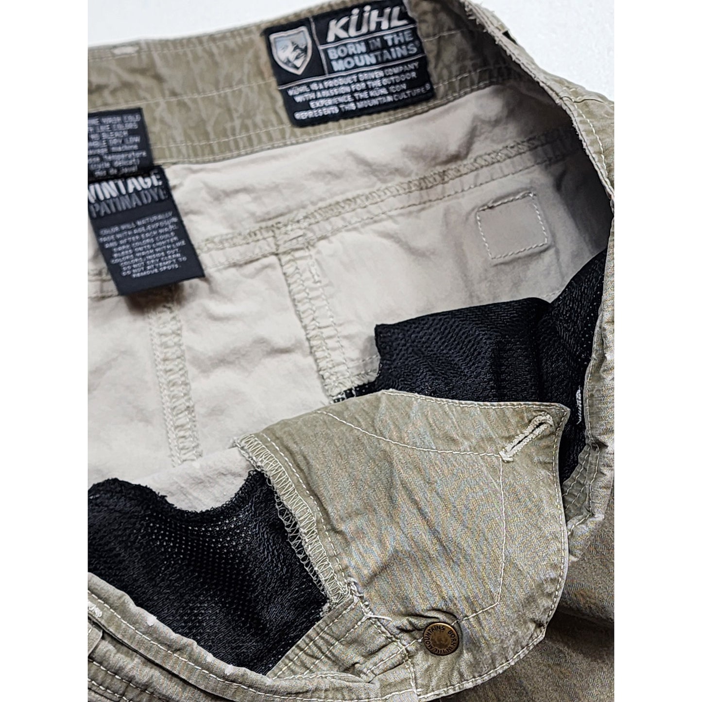 KUHL Shorts Mens 36 Mountain Cargo Rugged Hiking Tactical Utility Vintage Patina
