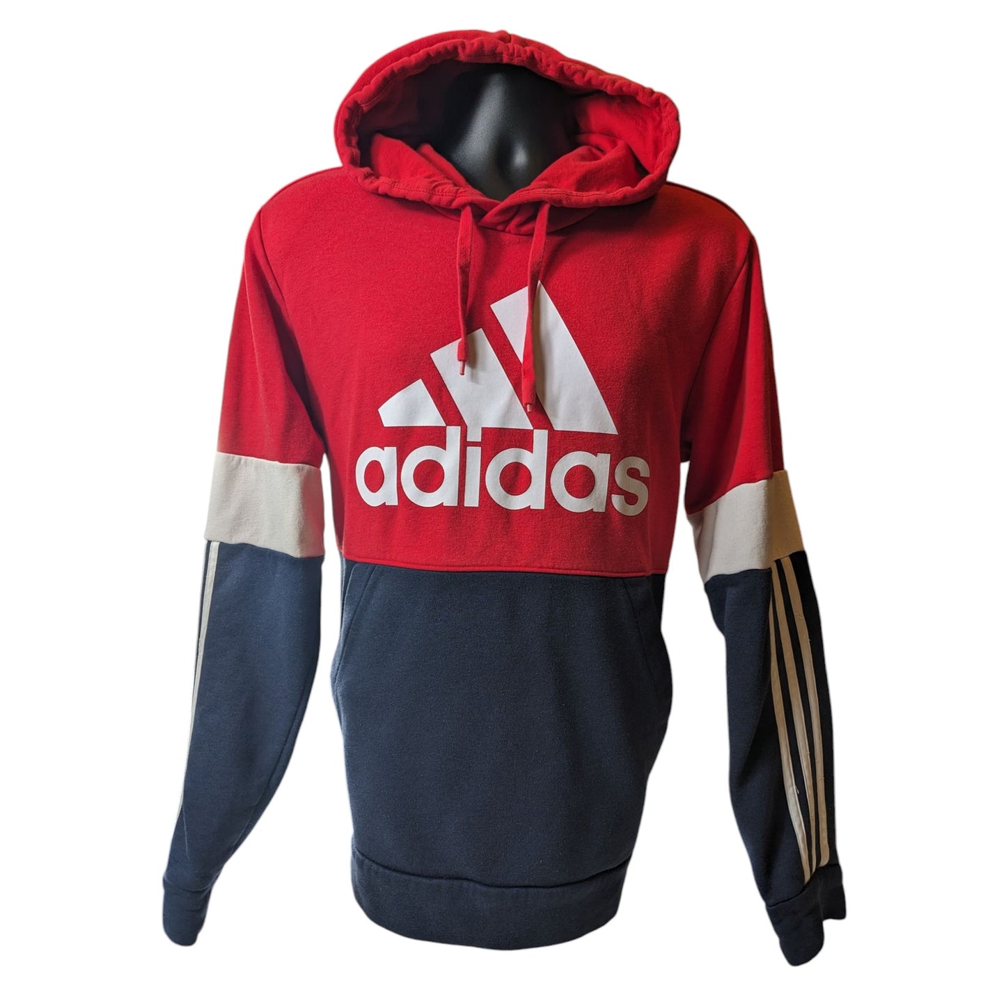 Adidas Hoodie Men Medium/Large RedNavy Colorblock Pullover Sweatshirt Streetwear
