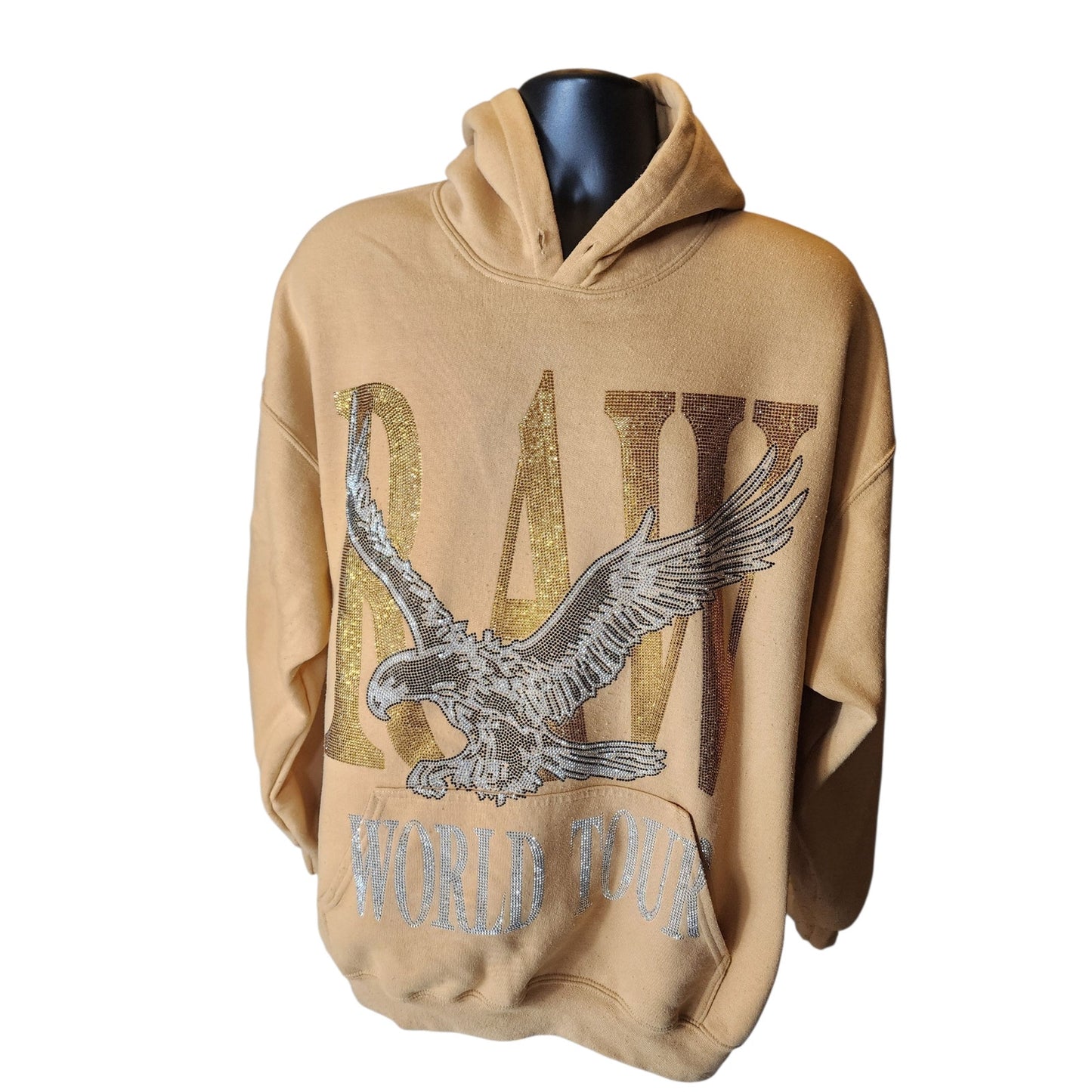 Rawyalty RAW World Tour Hoodie Mens XL Eagle Graphic Rhinestone USA Sweatshirt
