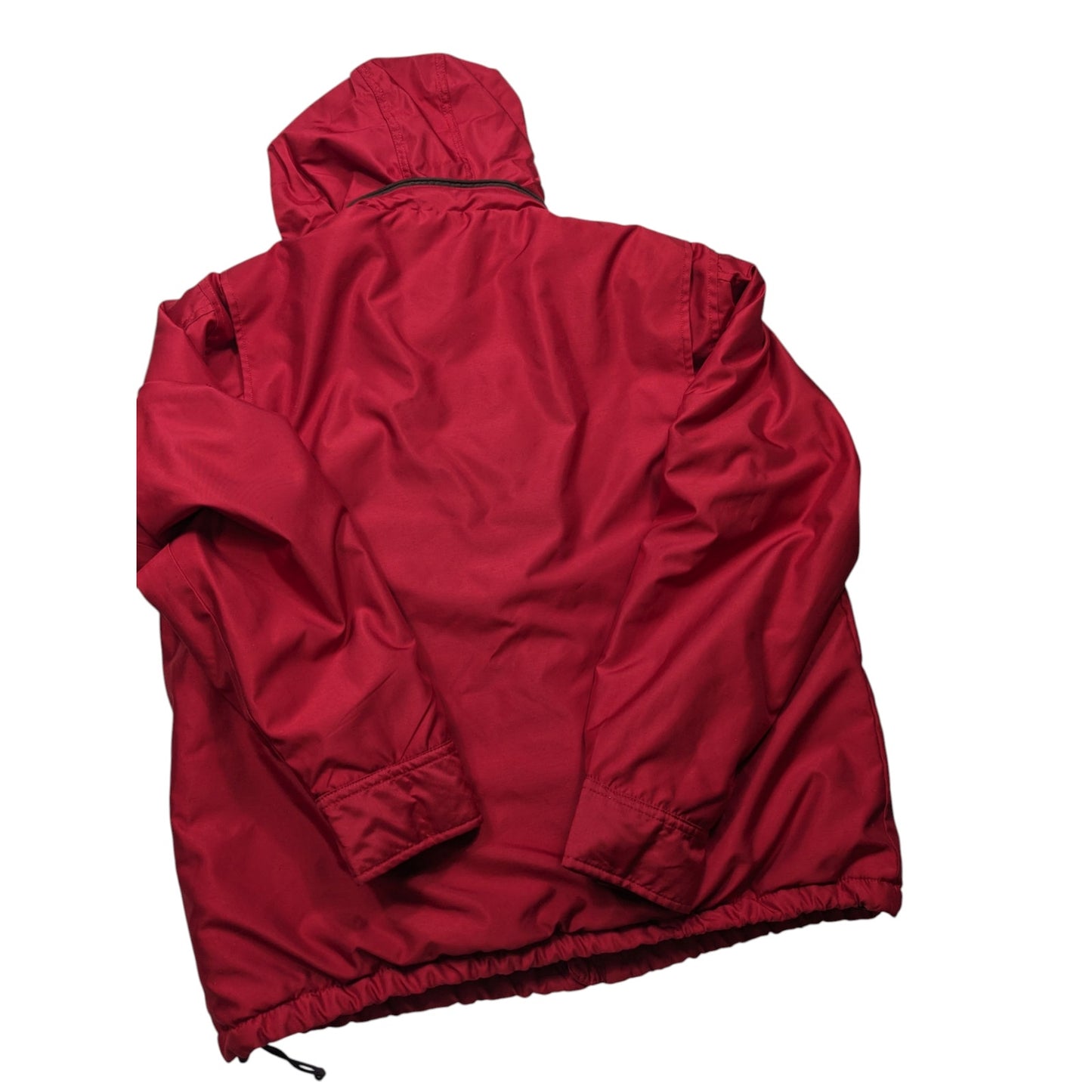Chaps Jacket Mens Large Red Hooded Full Zip Fleece Lined Windbreaker Coat Hiking