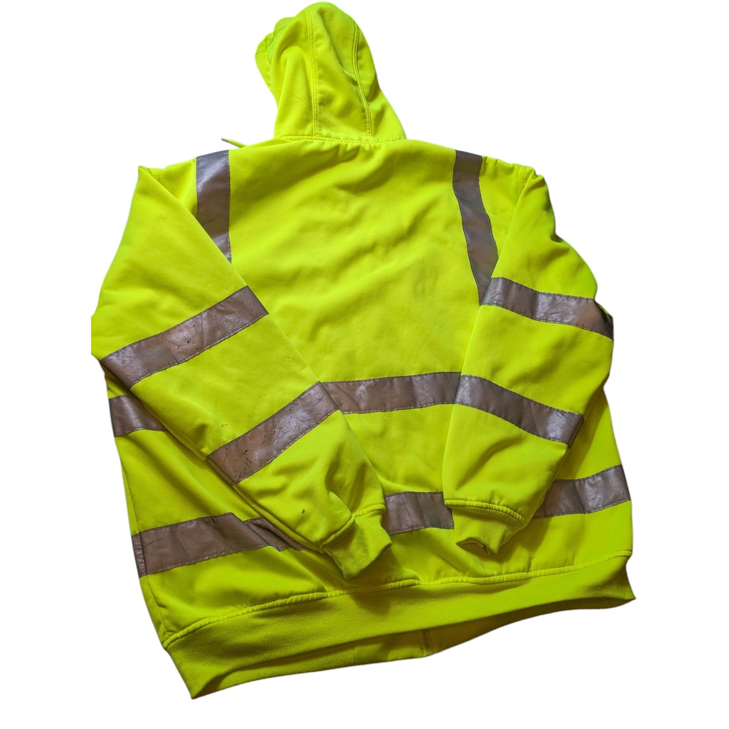 Berne Hi-Vis Hoodie Men 2XL Yellow Reflective Zip Safety Sweatshirt Construction