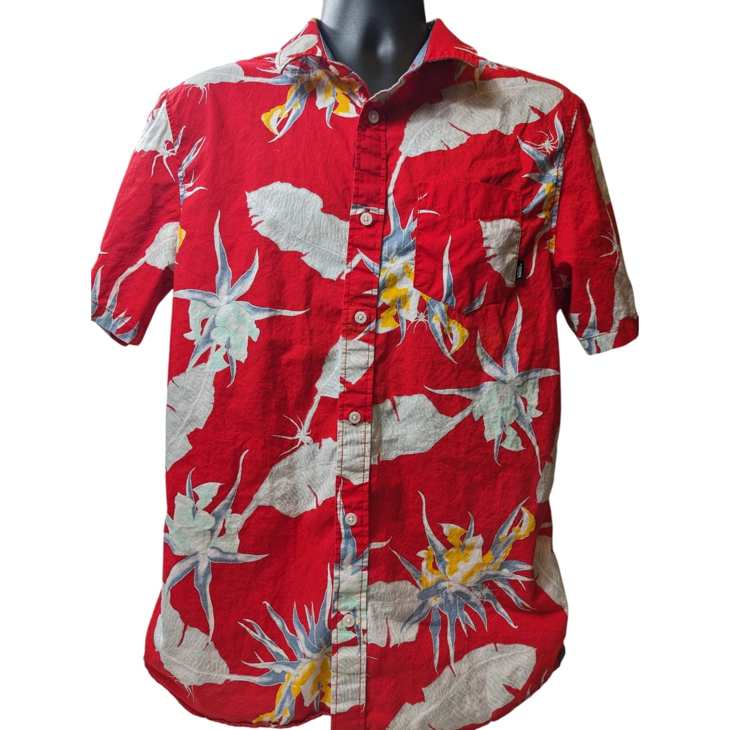 VANS Off the Wall Hawaiian Camp Shirt Mens Medium Tropical Floral Button Y2K