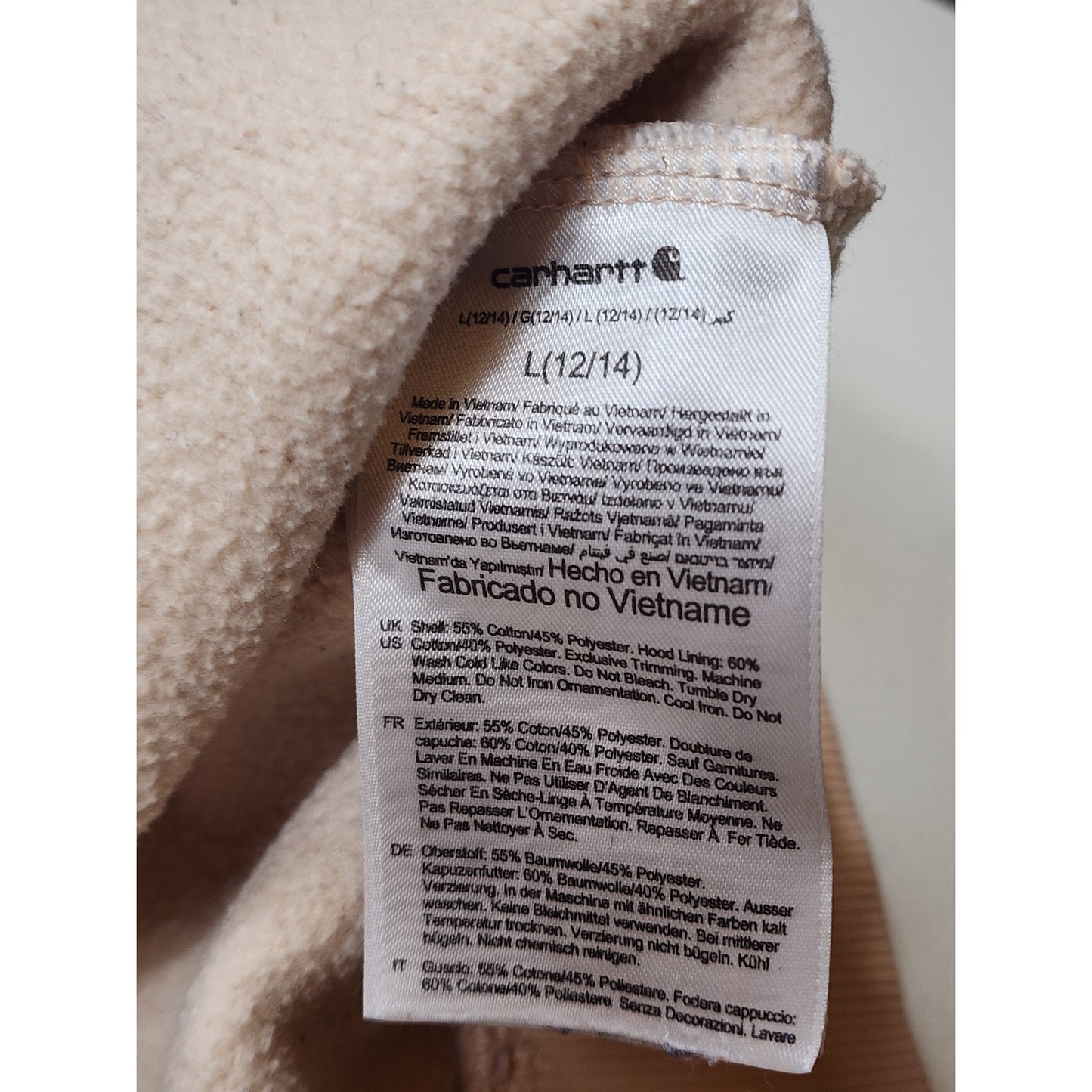 Carhartt Hoodie Womens Large Relaxed Fit Pullover Logo Sleeve Workwear Casual