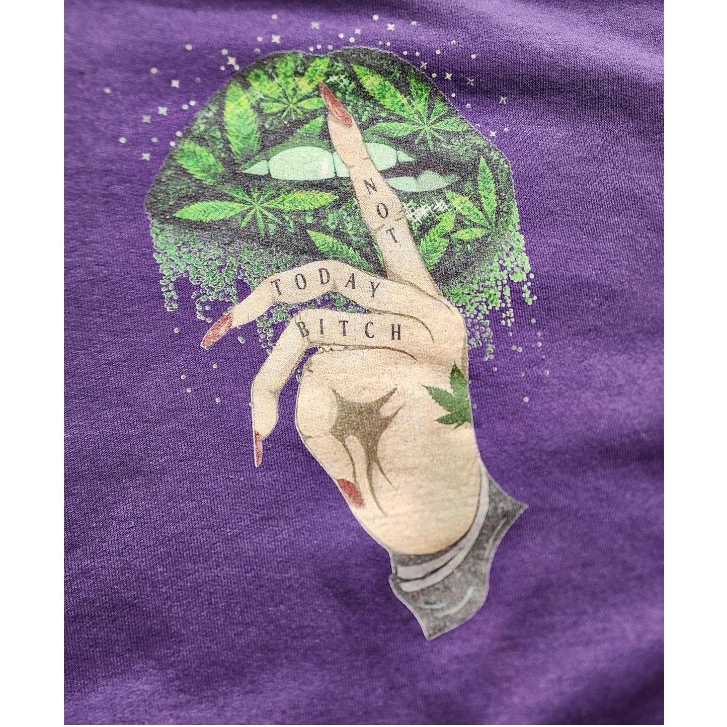 Jerzees Hoodie Women Large Graphic Lips Shh Finger Not Today Sweatshirt Y2K Rare