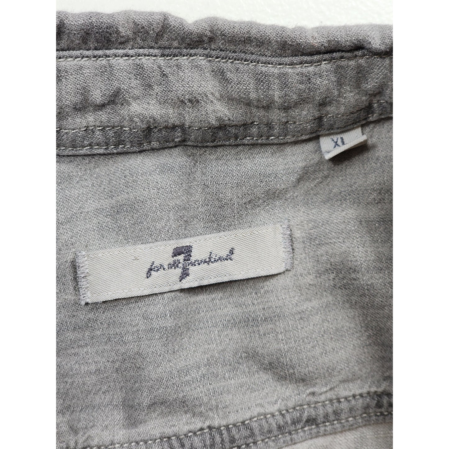 7 For All Mankind Shirt Mens XL Long Sleeve Casual Top Denim Look Soft Grunge
