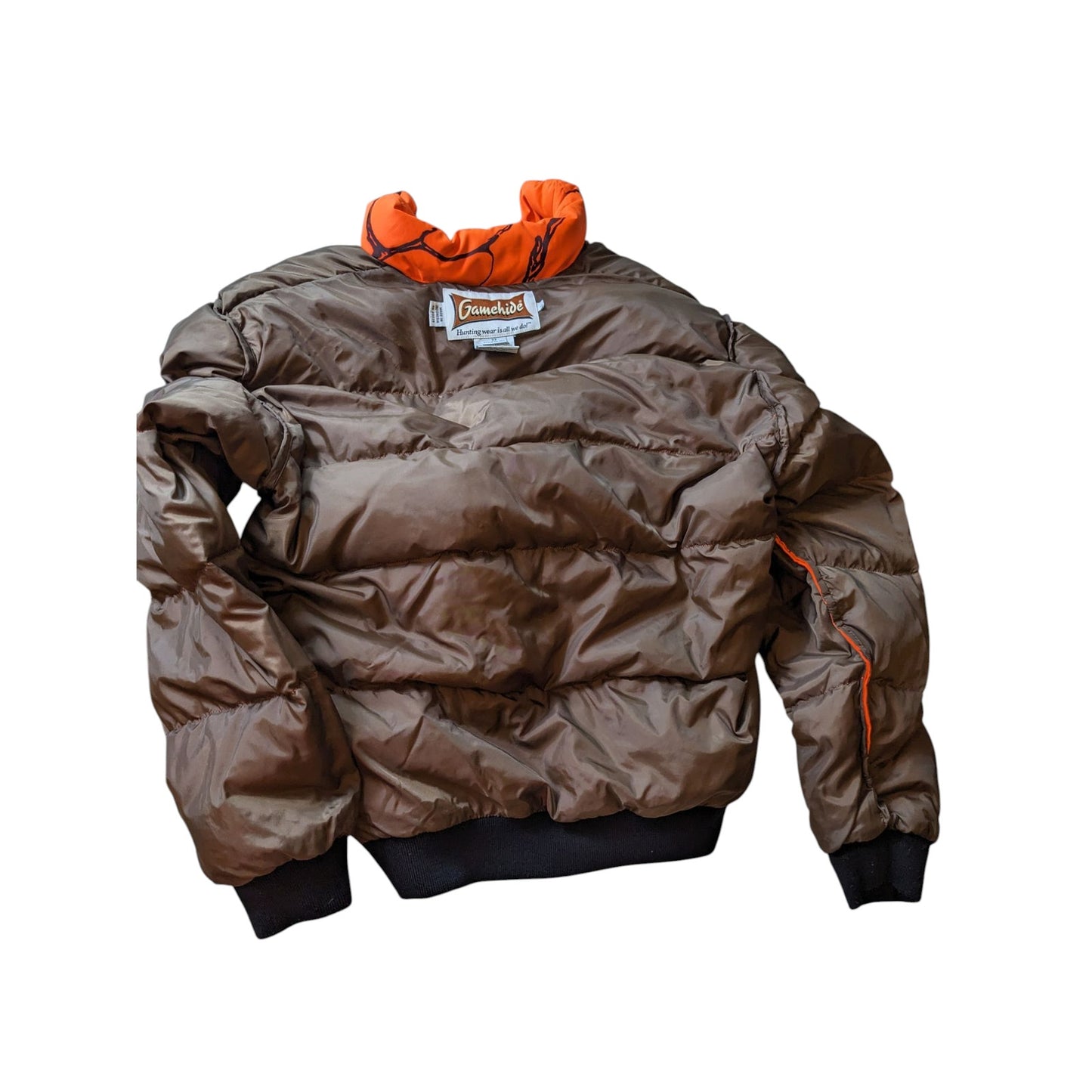 Gamehide Reversible Hunting Jacket Mens Large Brown Blaze Orange Camo Puffer